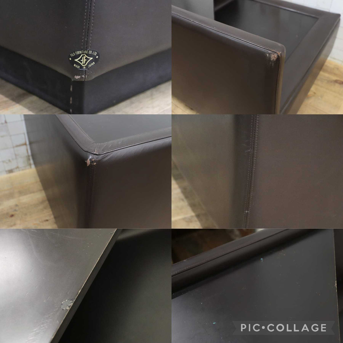 GMJK474F〇冨士ファニチア / Fuji Furniture コーナーテーブル コーナーボックス サイドテーブル 本革 ヴィンテージ ブラウン 国産家具