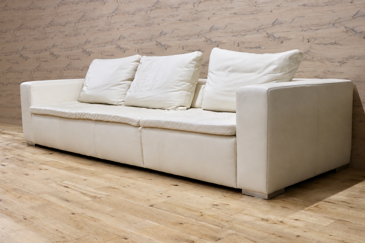 GMJS281B○BoConcept / ボーコンセプト Mezzo メッツォ 3人掛けソファ トリプルソファ 本革 レザー ホワイト 北欧デンマーク 定価約70万