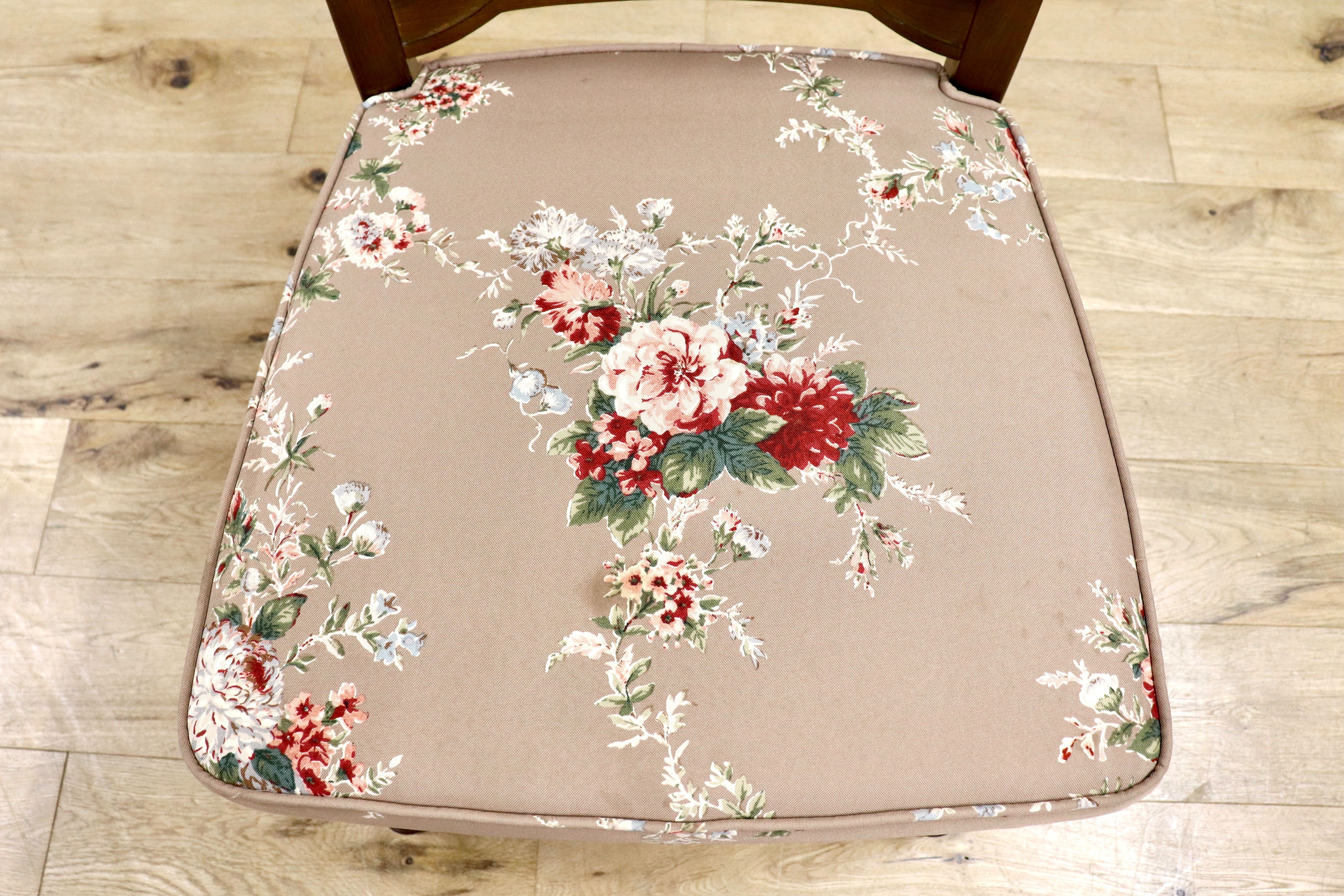 GMIS255A○飛騨産業 / HIDA ダイニングチェア 2脚セット 花柄 椅子 キツツキ 飛騨家具 レトロ クラシック アンティーク ヴィンテージ