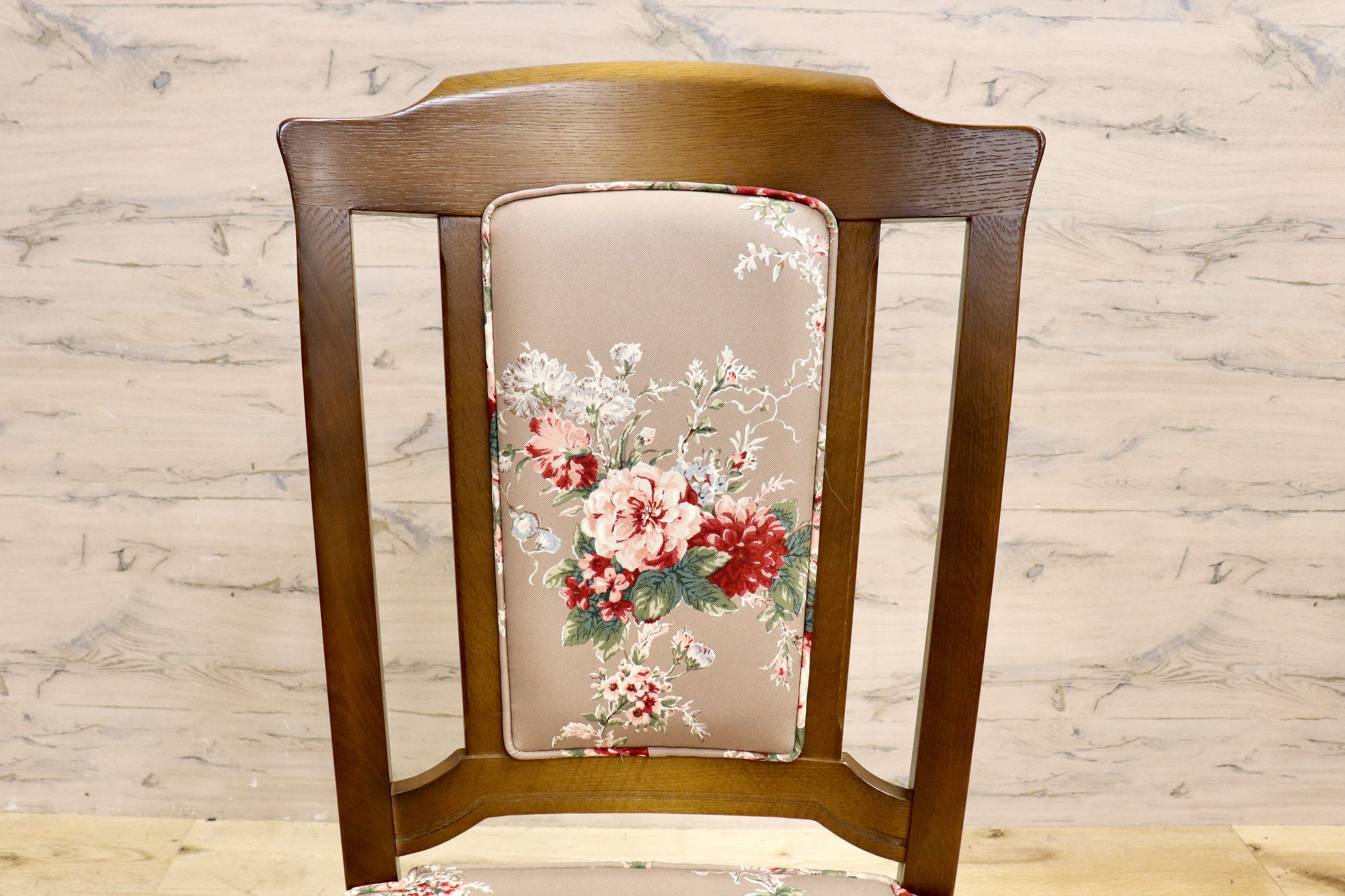 GMIS255A○飛騨産業 / HIDA ダイニングチェア 2脚セット 花柄 椅子 キツツキ 飛騨家具 レトロ クラシック アンティーク ヴィンテージ