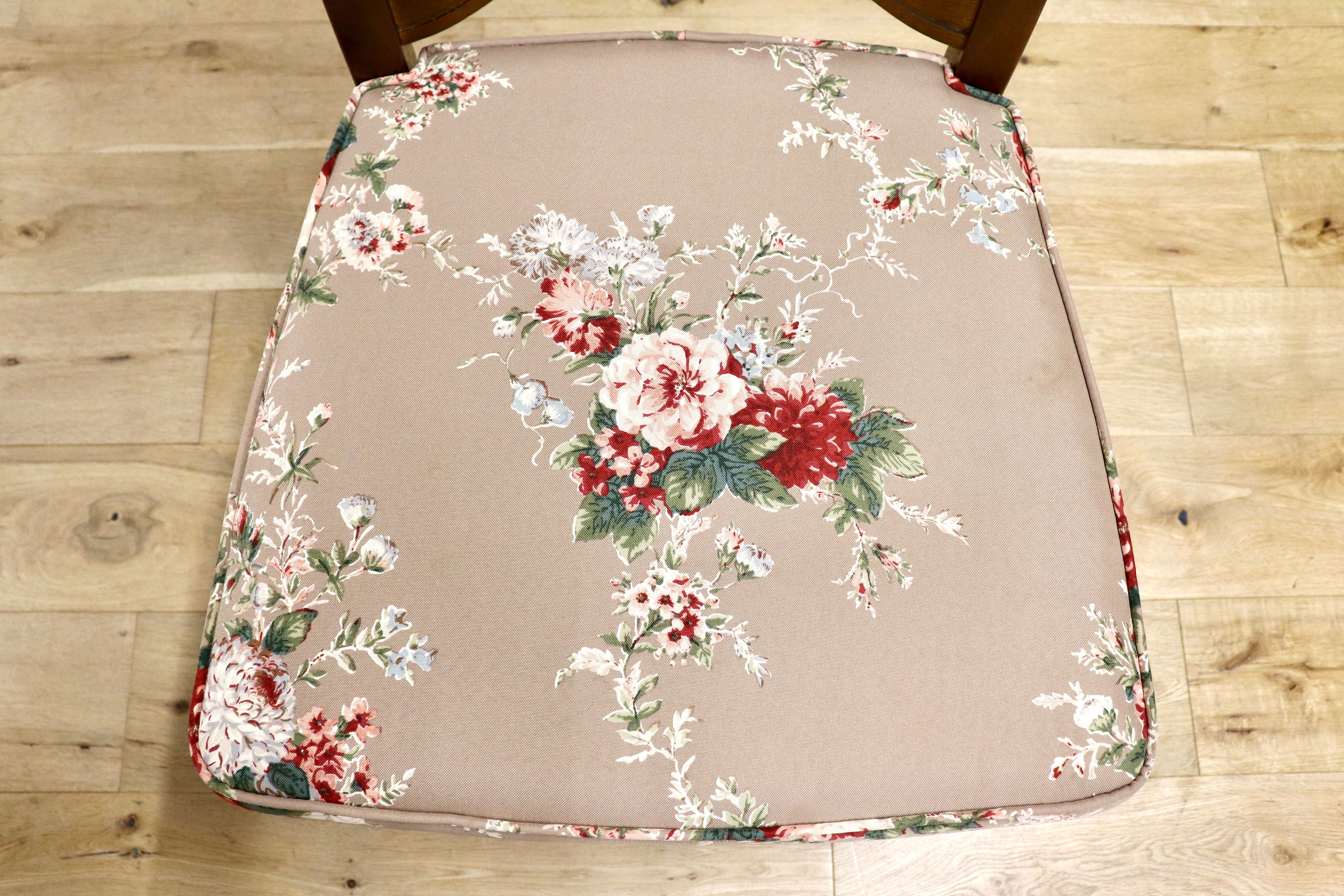 GMIS255A○飛騨産業 / HIDA ダイニングチェア 2脚セット 花柄 椅子 キツツキ 飛騨家具 レトロ クラシック アンティーク ヴィンテージ