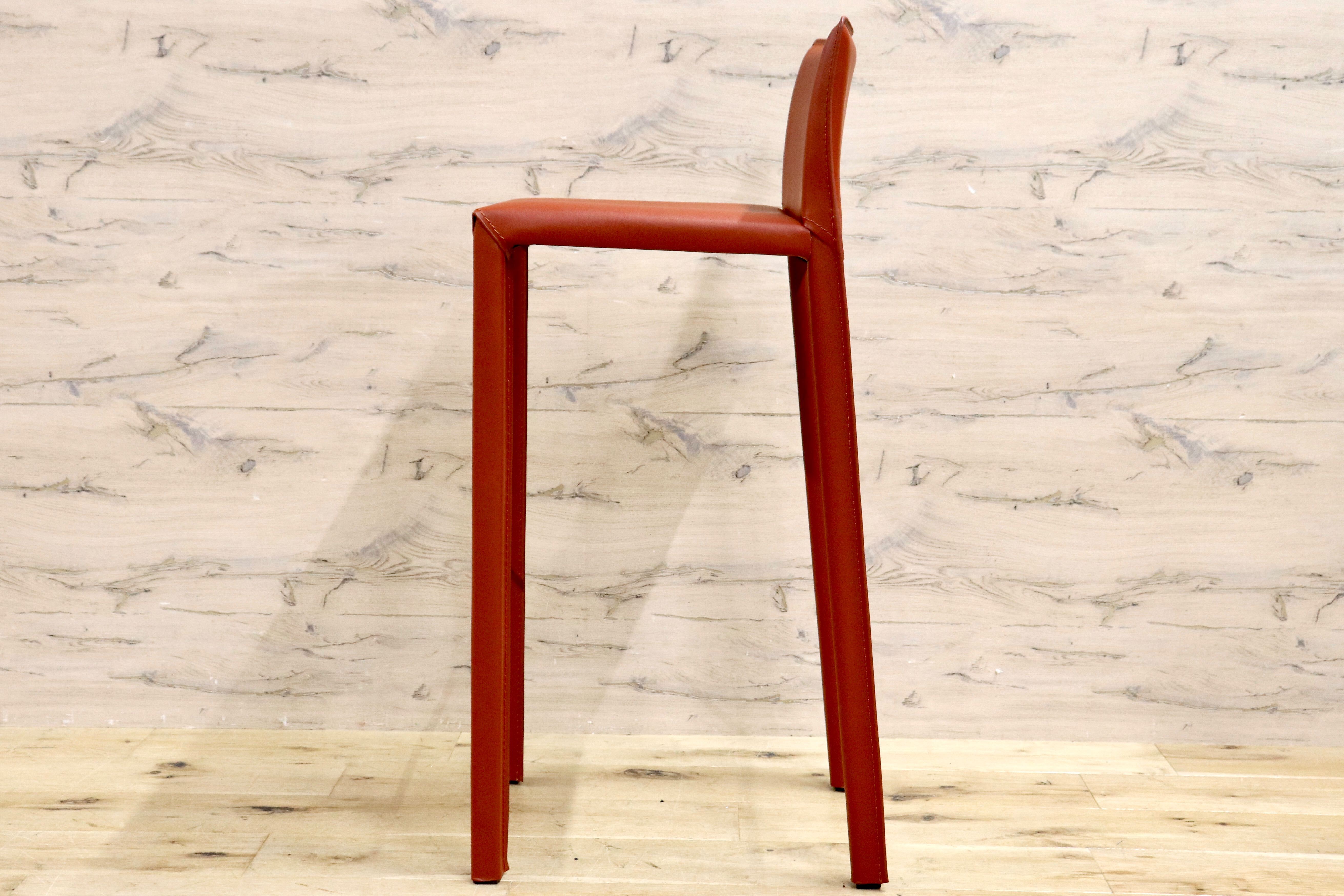 GMGN476B○アダル カウンターチェア ハイチェア バーチェア ハイスツール バースツール リサイクルレザー 赤 モダン シンプル 展示品