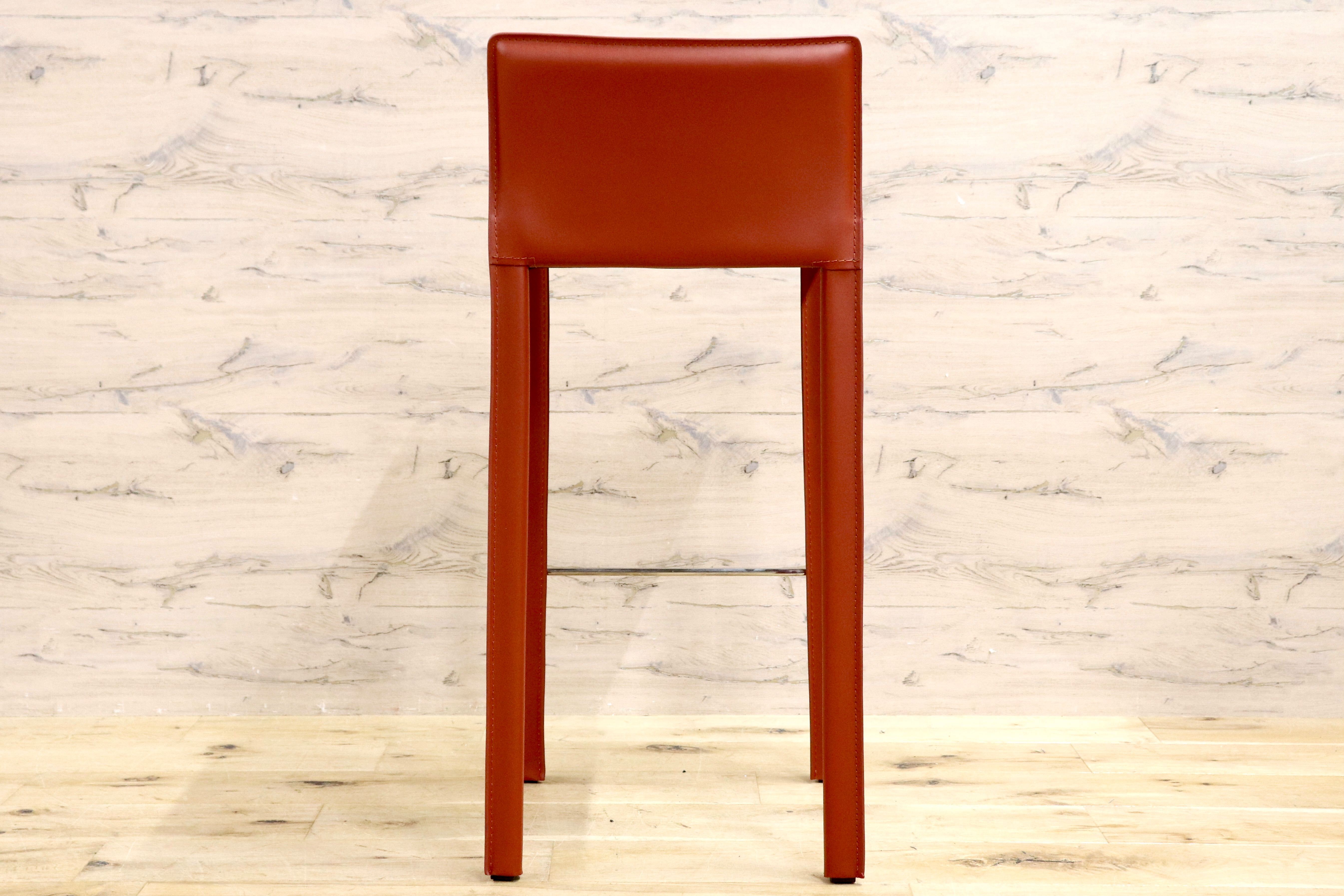 GMGN476B○アダル カウンターチェア ハイチェア バーチェア ハイスツール バースツール リサイクルレザー 赤 モダン シンプル 展示品