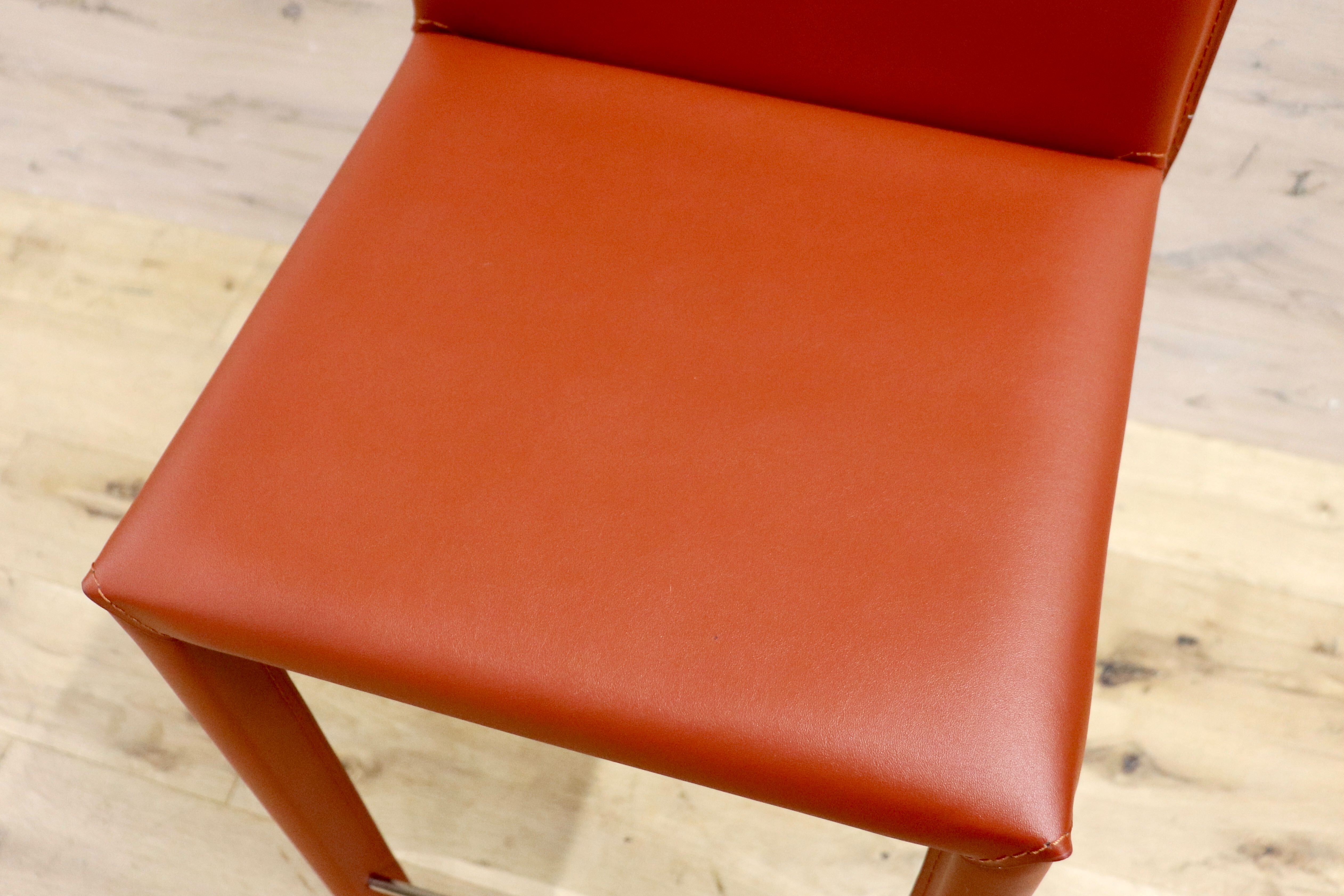 GMGN476B○アダル カウンターチェア ハイチェア バーチェア ハイスツール バースツール リサイクルレザー 赤 モダン シンプル 展示品