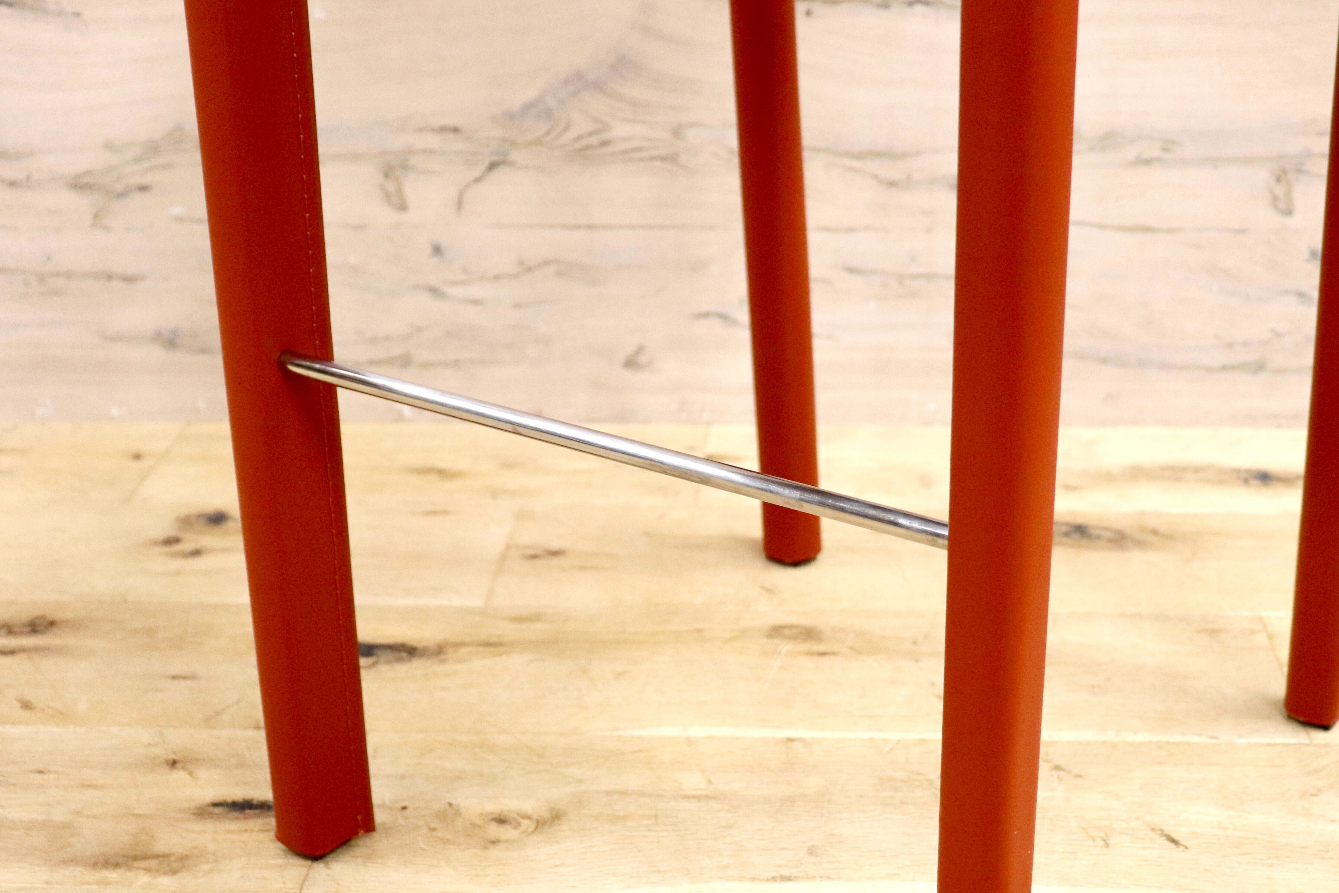 GMGN476B○アダル カウンターチェア ハイチェア バーチェア ハイスツール バースツール リサイクルレザー 赤 モダン シンプル 展示品