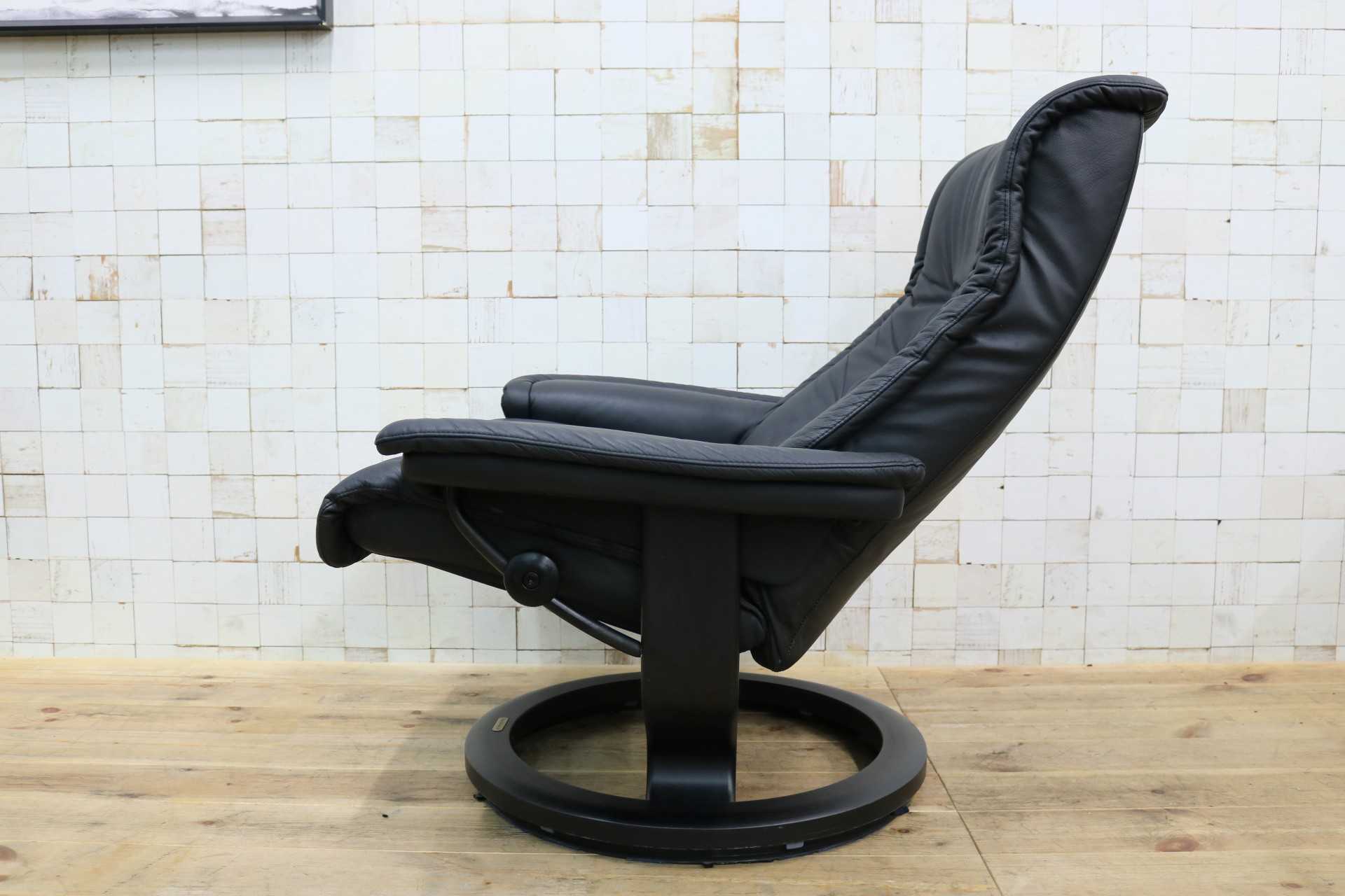 GMJK100◯EKORNES / エコーネス ロイヤル リクライニングチェア パーソナルチェア 椅子 ブラック 本革 北欧 ノルウェー 最高級