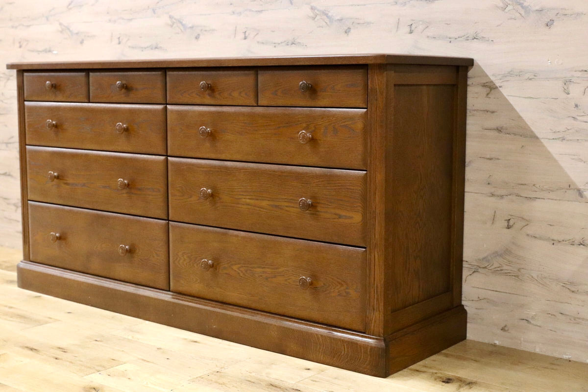 GMJS343○山室家具製作所 / 山室木工 ESPOIR エスポアール No.59 ワイドチェスト ナラ材 旭川家具 整理箪笥 4段10杯 定価33.2万円