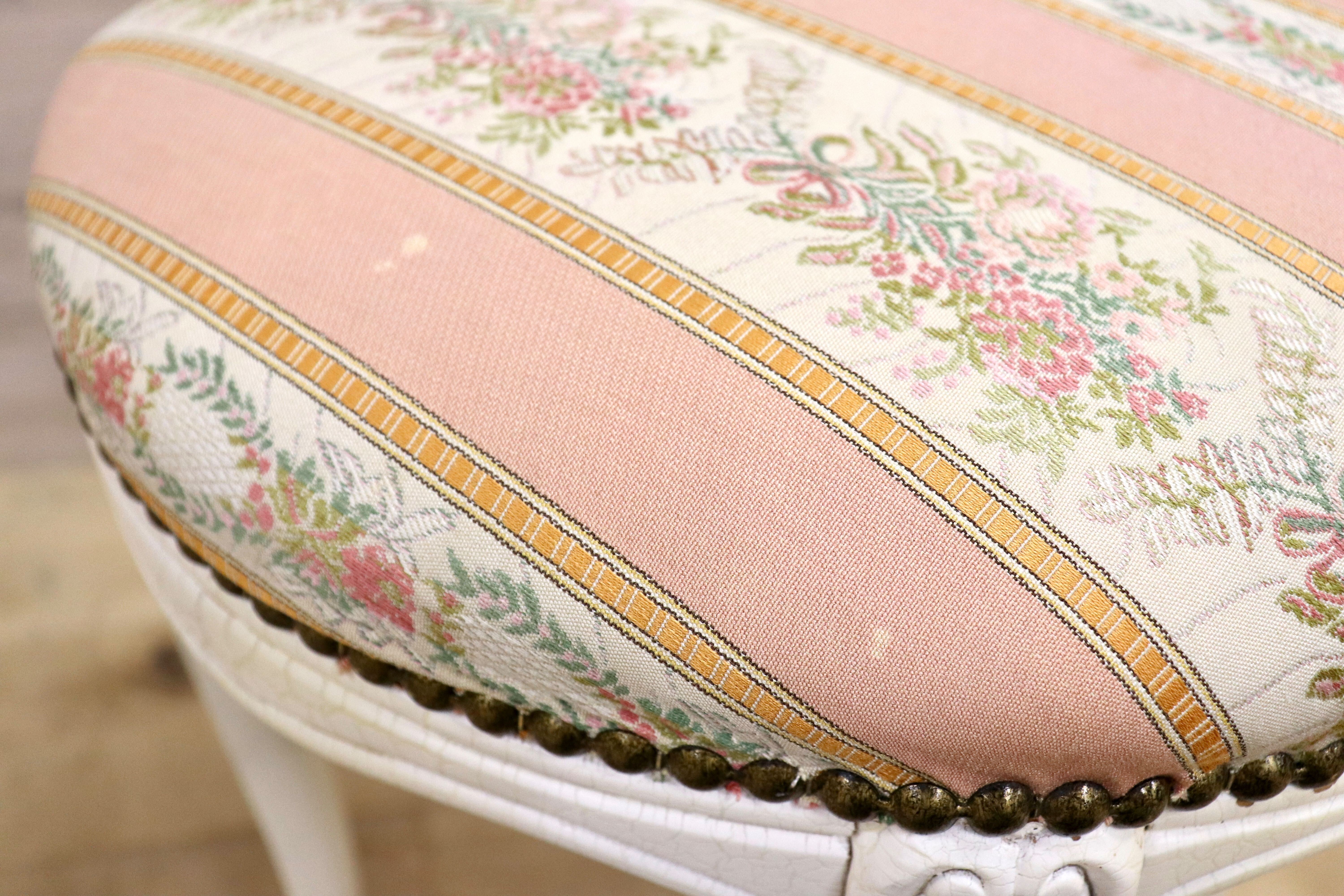 イタリア製 スツール チェア 椅子 猫脚 腰掛け ピンク ストライプ