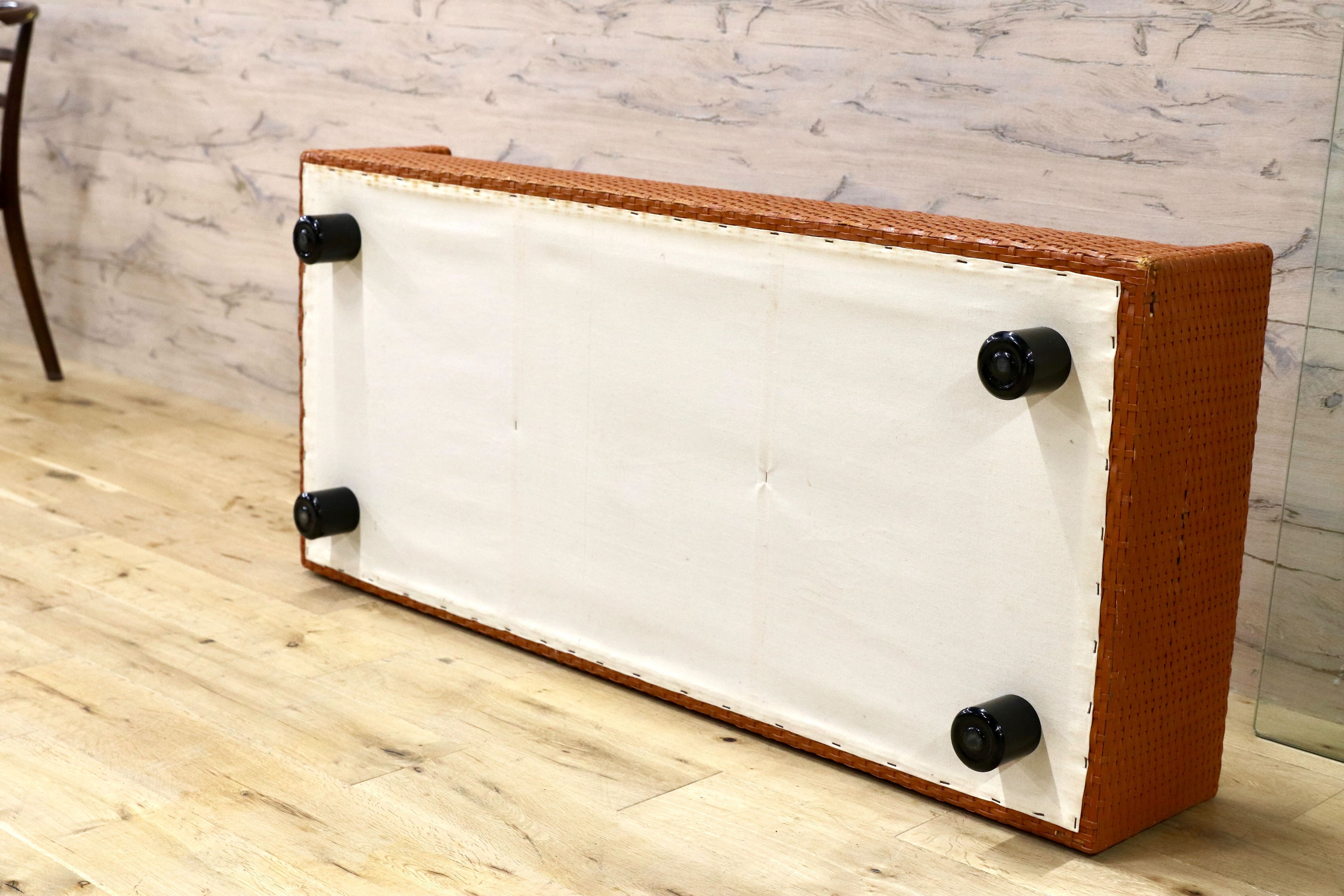 GMJS20○arflex / アルフレックス HOLIDAYS A TABLE センターテーブル ガラス 水牛革編み込み イタリア製 リビングテーブル ヴィンテージ