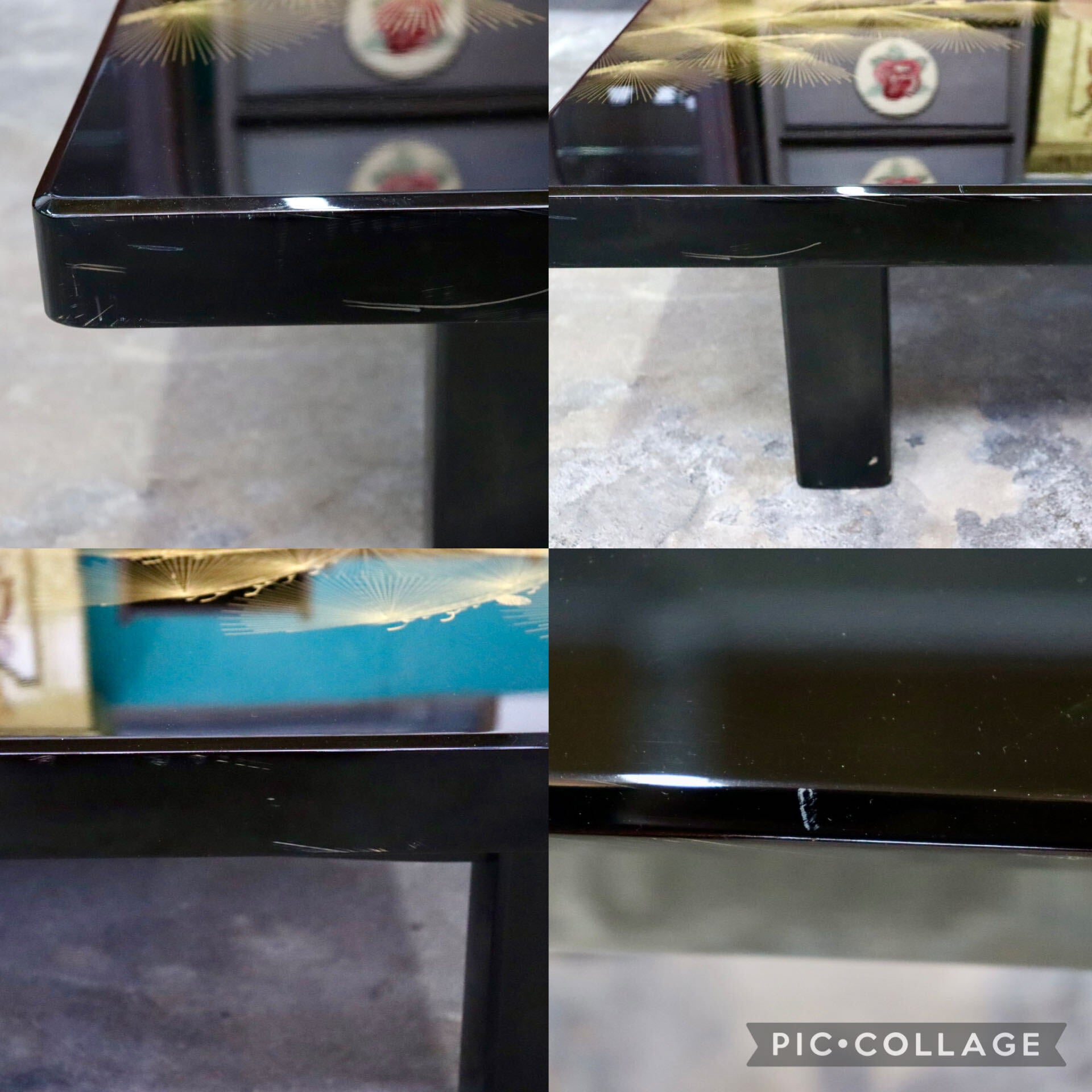 GMJS104A○高級漆芸 沈金松 伝統工芸 座卓 センターテーブル ローテーブル 和室 座敷 和モダン 和家具 作家物