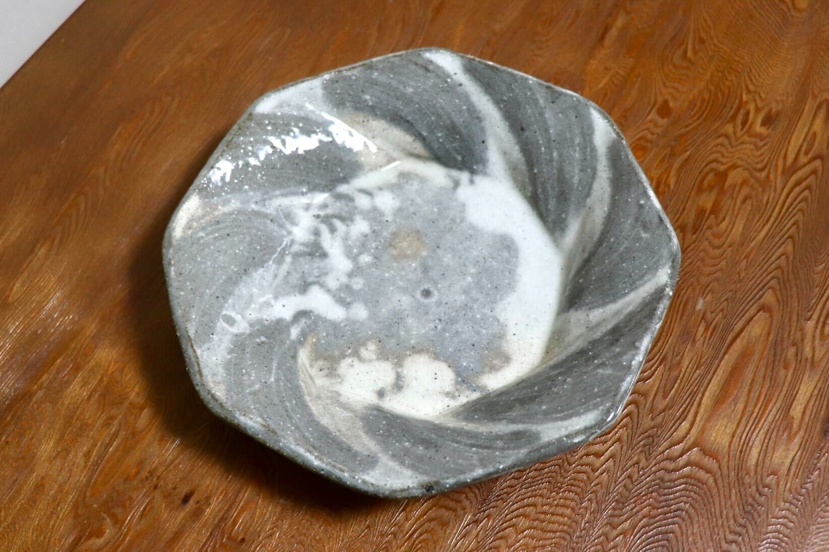 GMIO494F◯丹山窯 丹波焼 八角皿 陶器 丹波篠山 伝統工芸 未使用