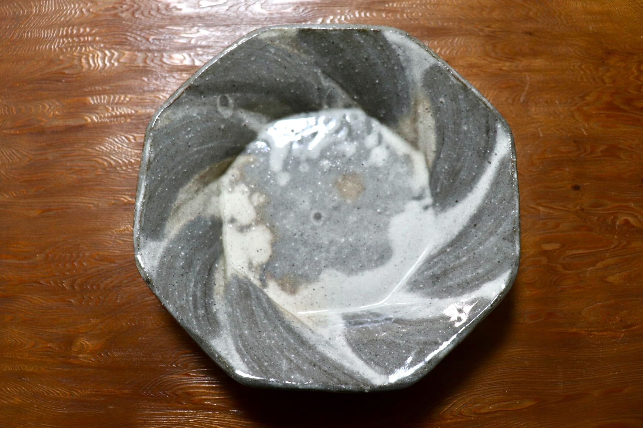 GMIO494F◯丹山窯 丹波焼 八角皿 陶器 丹波篠山 伝統工芸 未使用