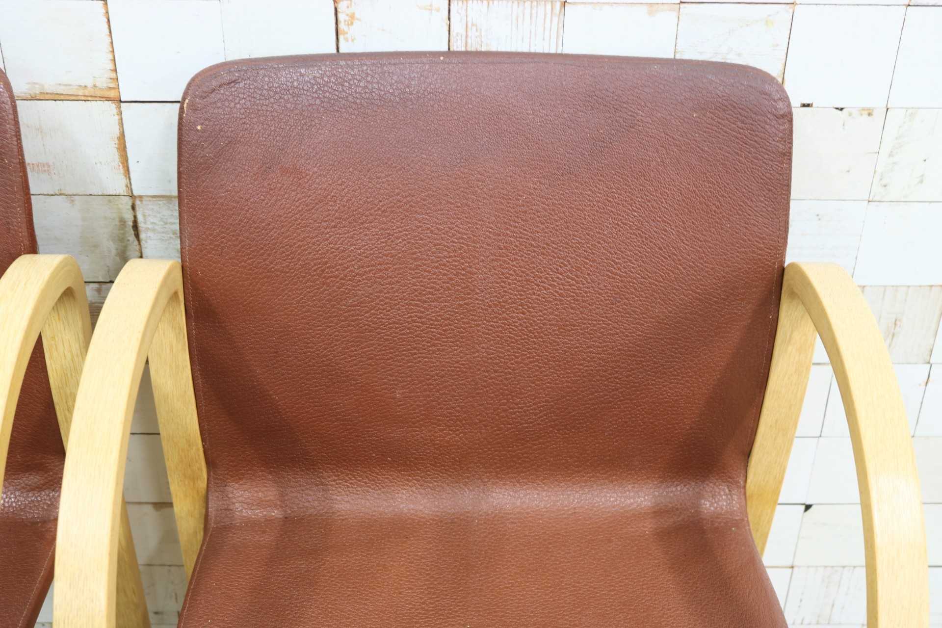 GMJH114A◯arflex / アルフレックス PFK ダイニングチェア 食卓椅子 アームチェア 椅子 本革 レザー 川崎文男 イタリア 2脚セット