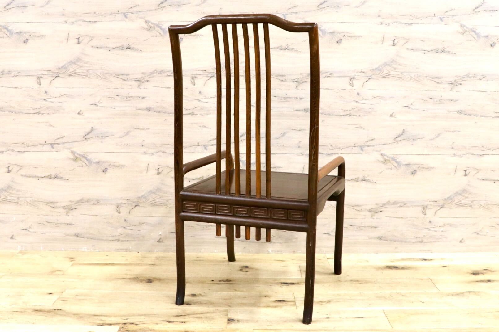 GMGS125○唐木家具 鉄刀木 ダイニングチェア 食卓椅子 セミアームチェア アジアン ヴィンテージ オリエンタル 中国美術 椅子 木製家具