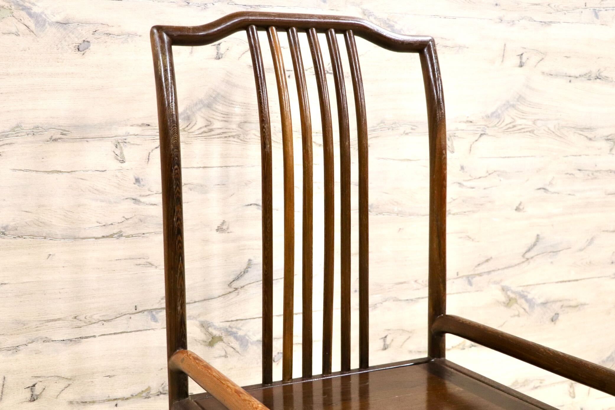 GMGS125○唐木家具 鉄刀木 ダイニングチェア 食卓椅子 セミアームチェア アジアン ヴィンテージ オリエンタル 中国美術 椅子 木製家具