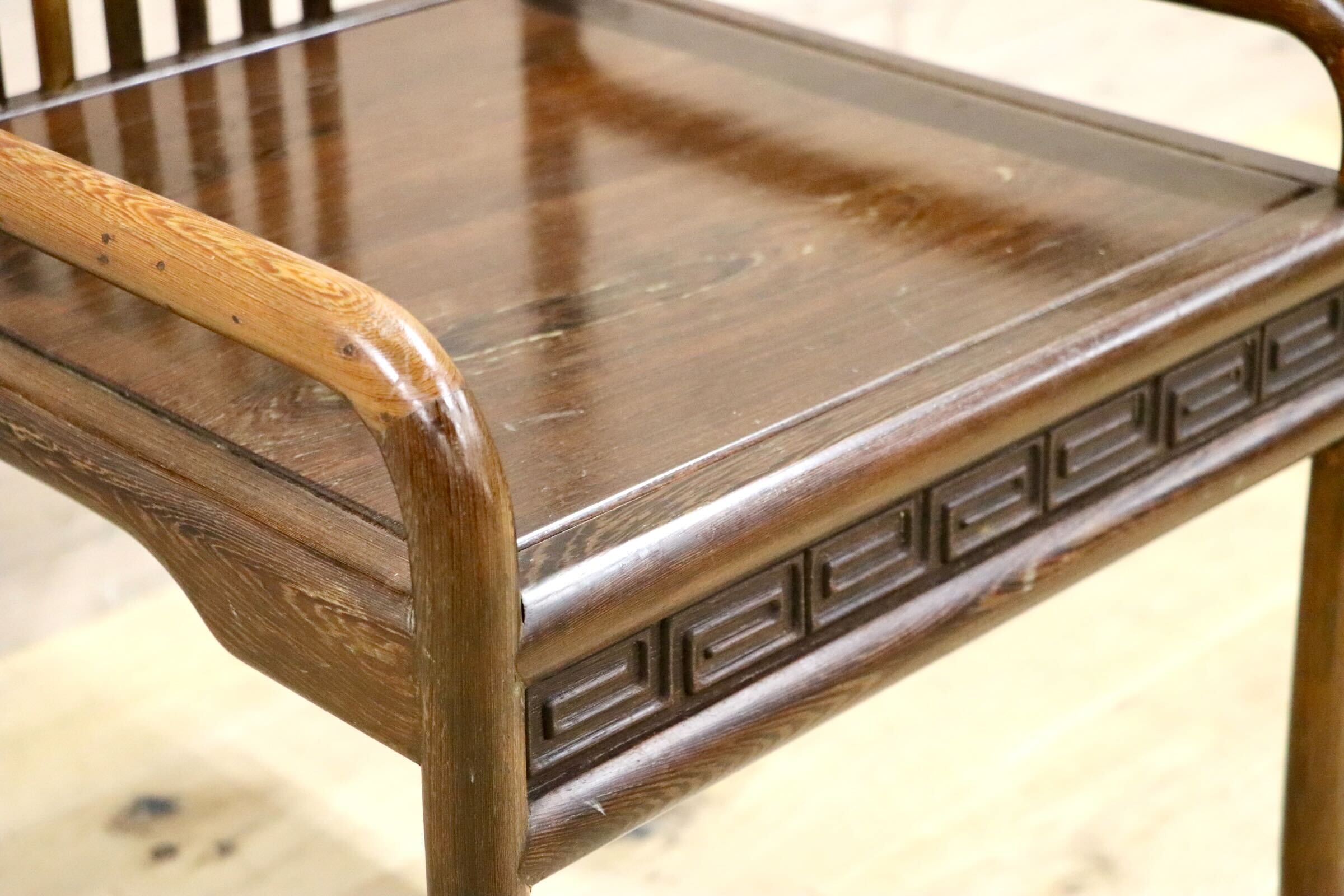 GMGS125○唐木家具 鉄刀木 ダイニングチェア 食卓椅子 セミアームチェア アジアン ヴィンテージ オリエンタル 中国美術 椅子 木製家具