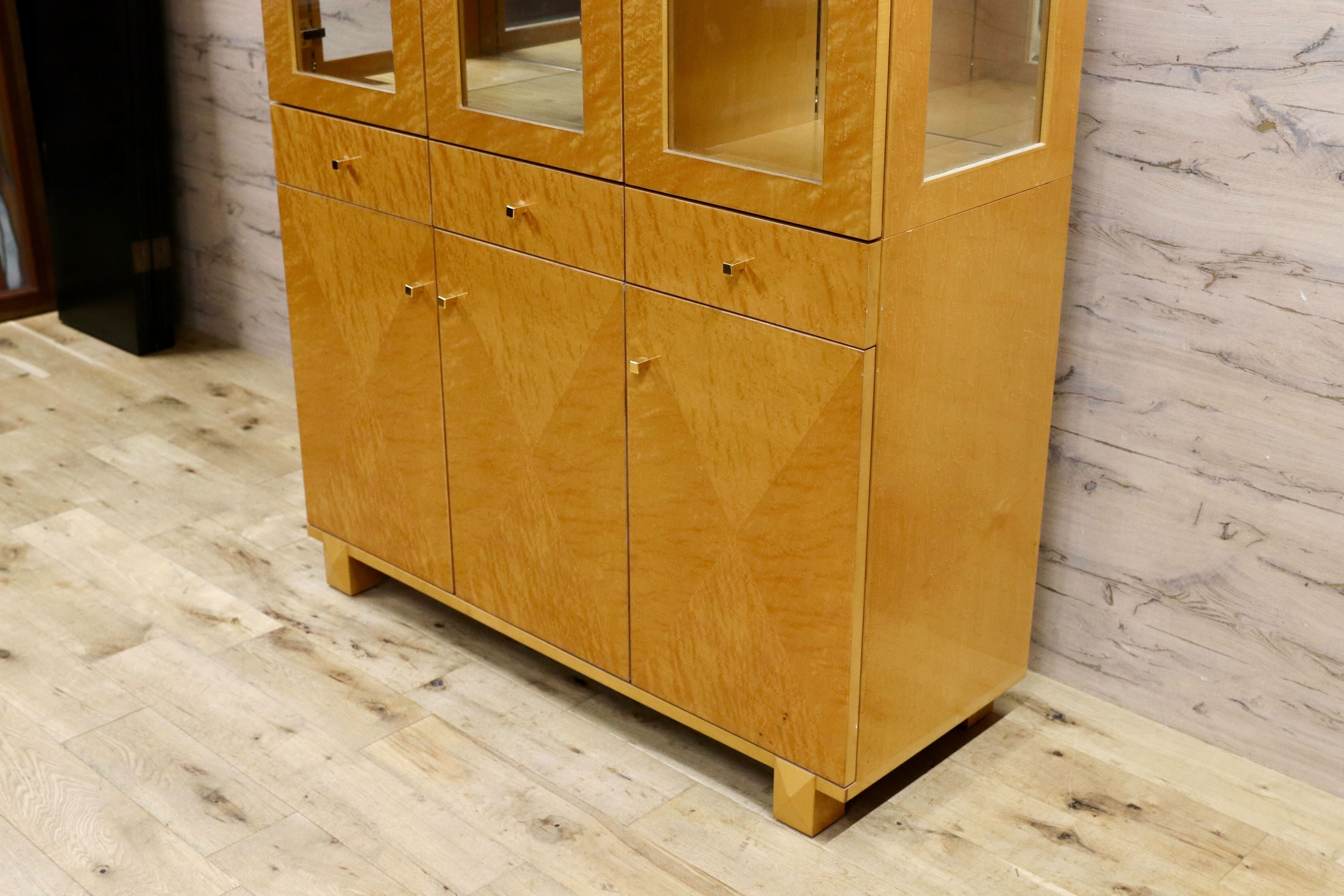 GMIS371○IDC大塚家具 スプレンダー キャビネット 飾り棚 バーズアイメープル クラシック エレガント リビングボード カップボード