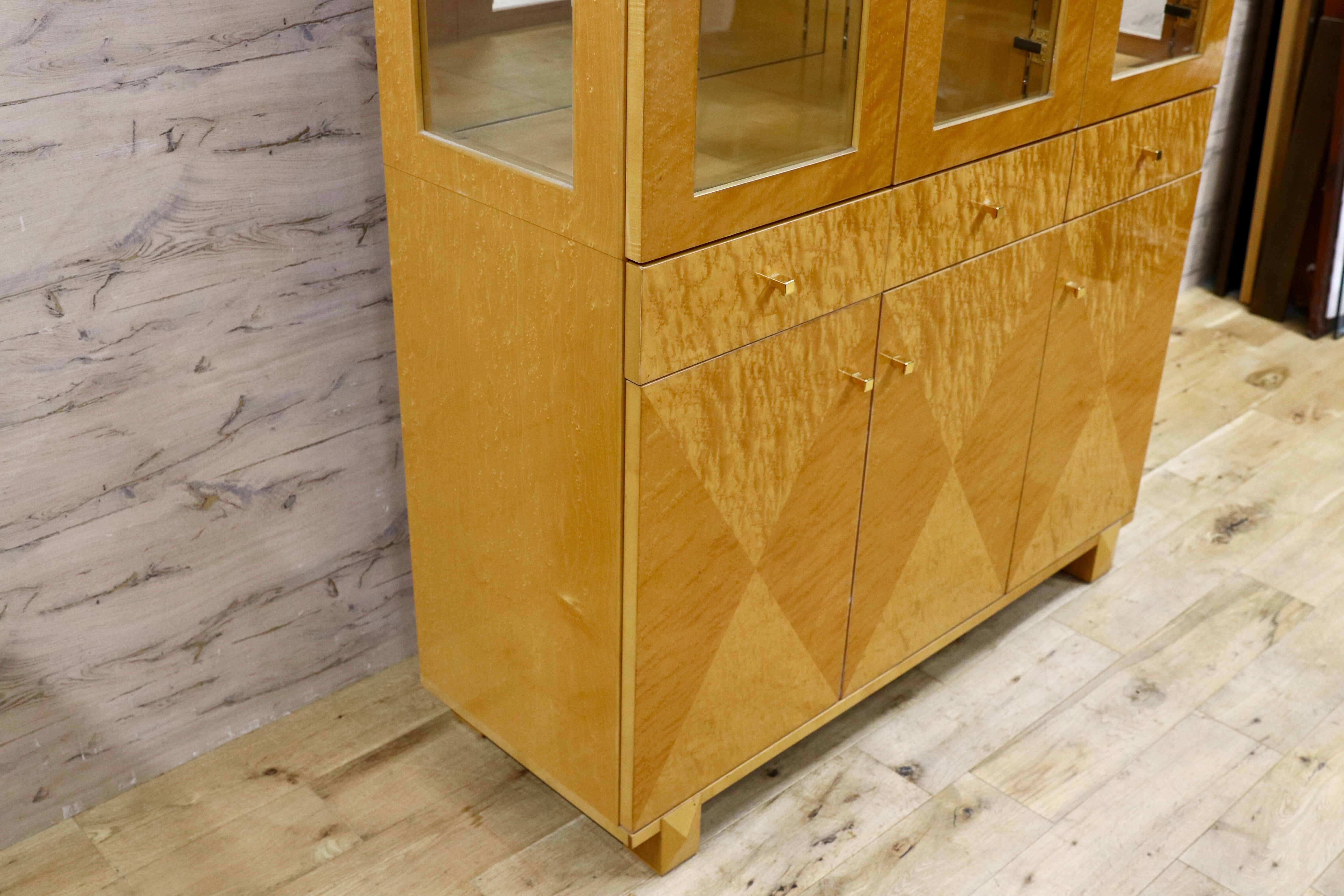 GMIS371○IDC大塚家具 スプレンダー キャビネット 飾り棚 バーズアイメープル クラシック エレガント リビングボード カップボード