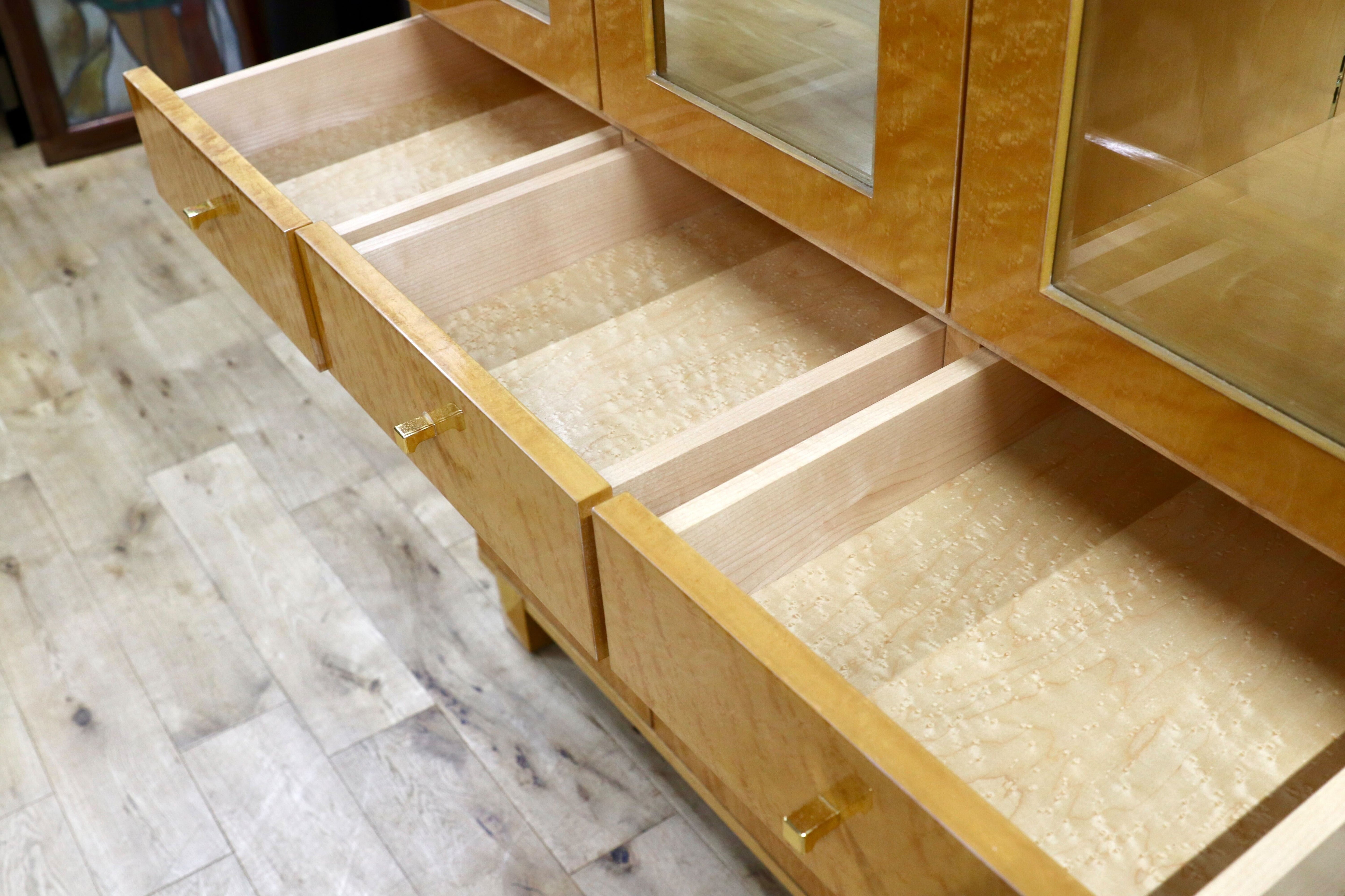 GMIS371○IDC大塚家具 スプレンダー キャビネット 飾り棚 バーズアイメープル クラシック エレガント リビングボード カップボード