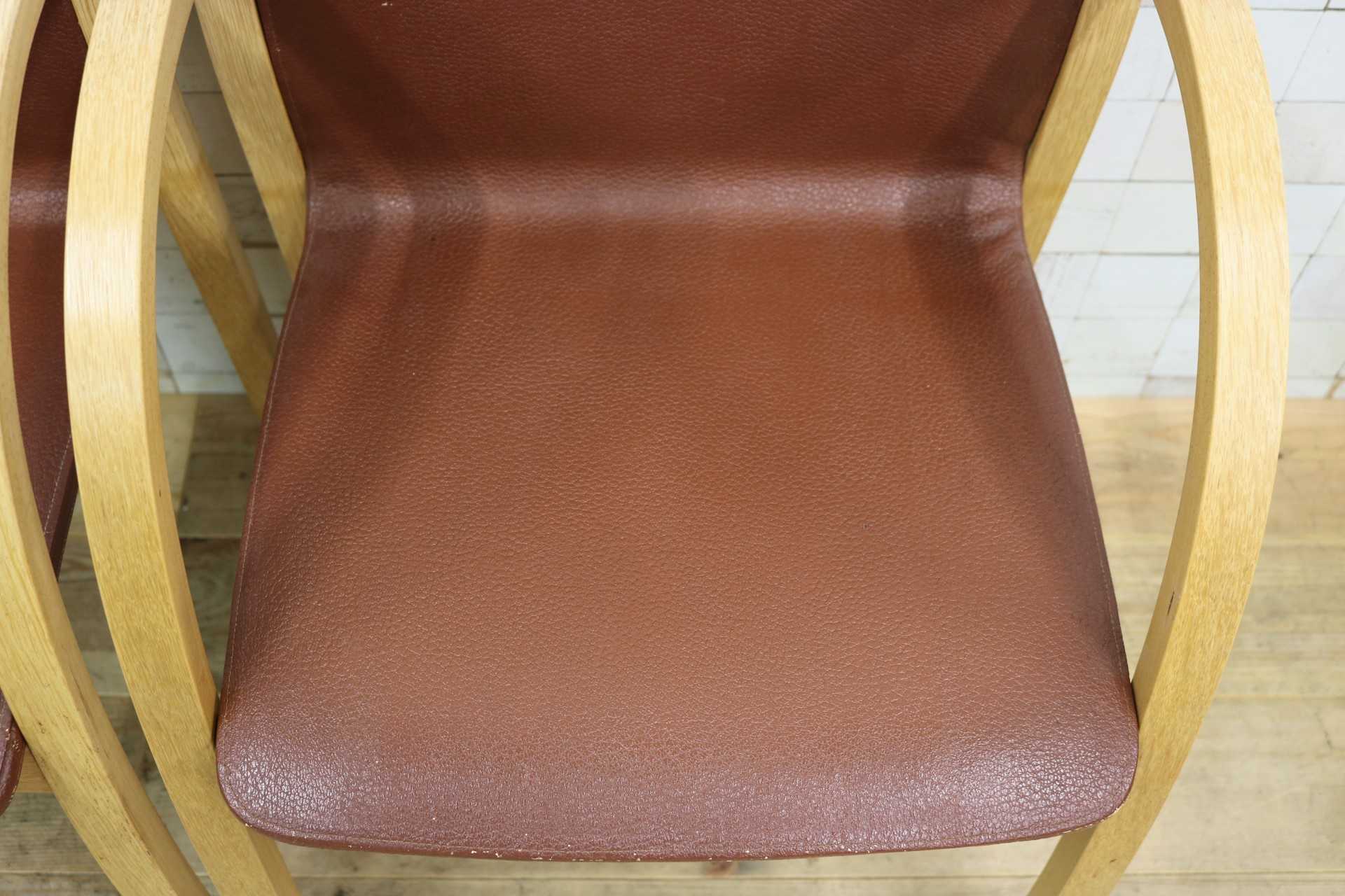 GMJH114B◯arflex / アルフレックス PFK ダイニングチェア 食卓椅子 アームチェア 椅子 本革 レザー 川崎文男 イタリア 2脚セット