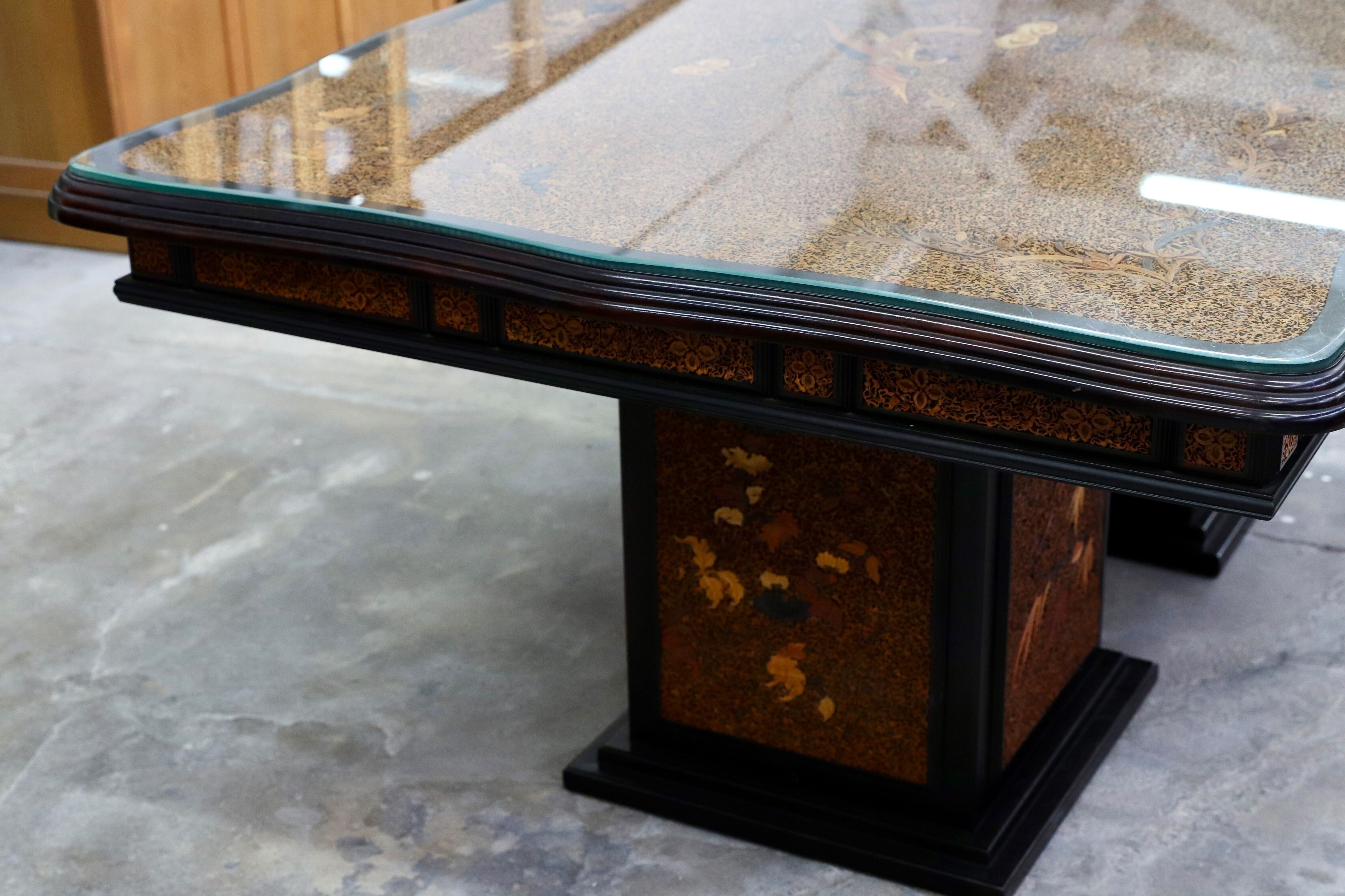 GMIH108○最高級 ダイニングテーブル 食卓テーブル 綿密細工 唐木 和モダン 中国美術 アンティーク