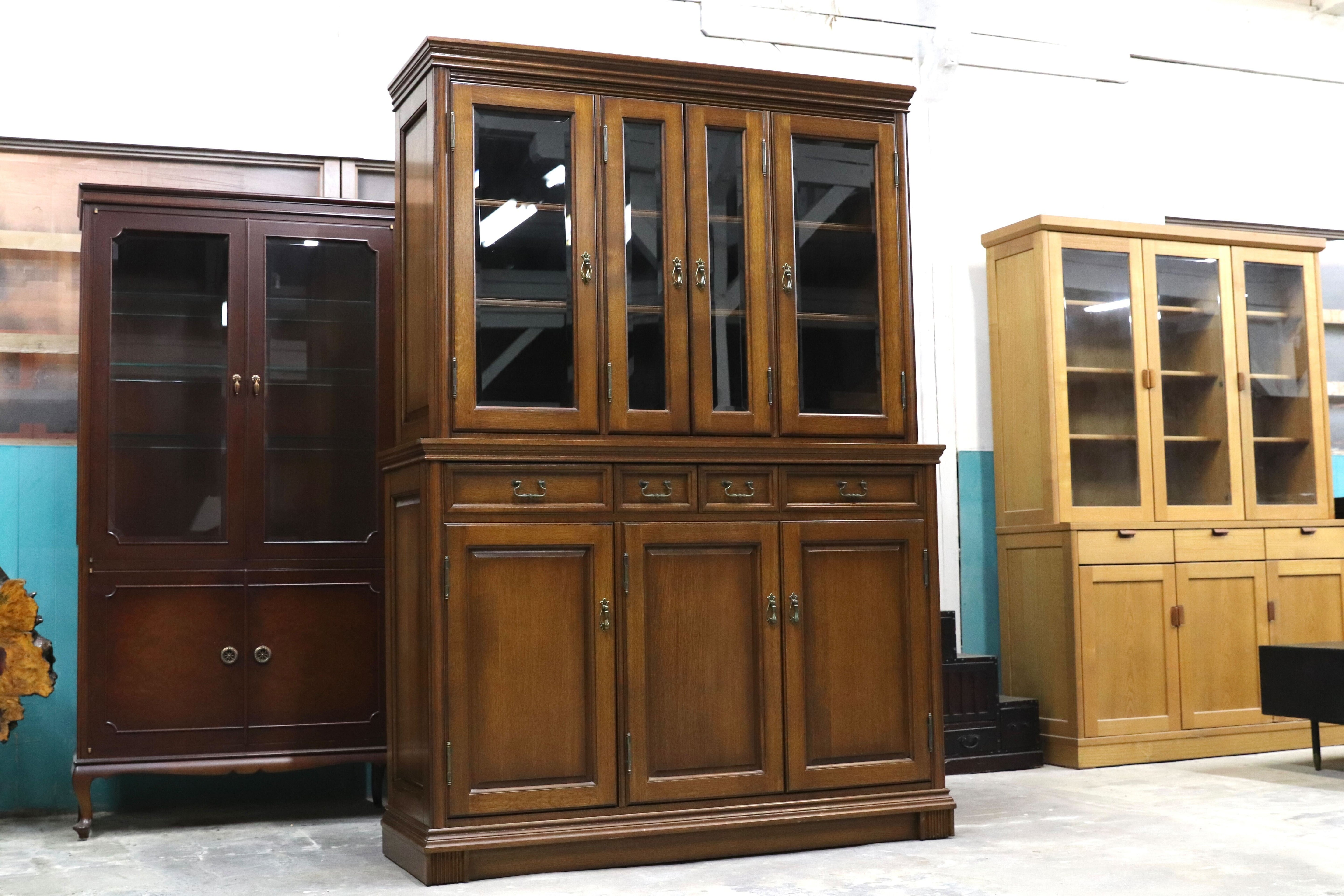 GMIH351○クラシック アンティーク キャビネット 飾り棚 書棚 リビングボード カップボード オーク材 検）府中 東海 ロイヤル カリモク