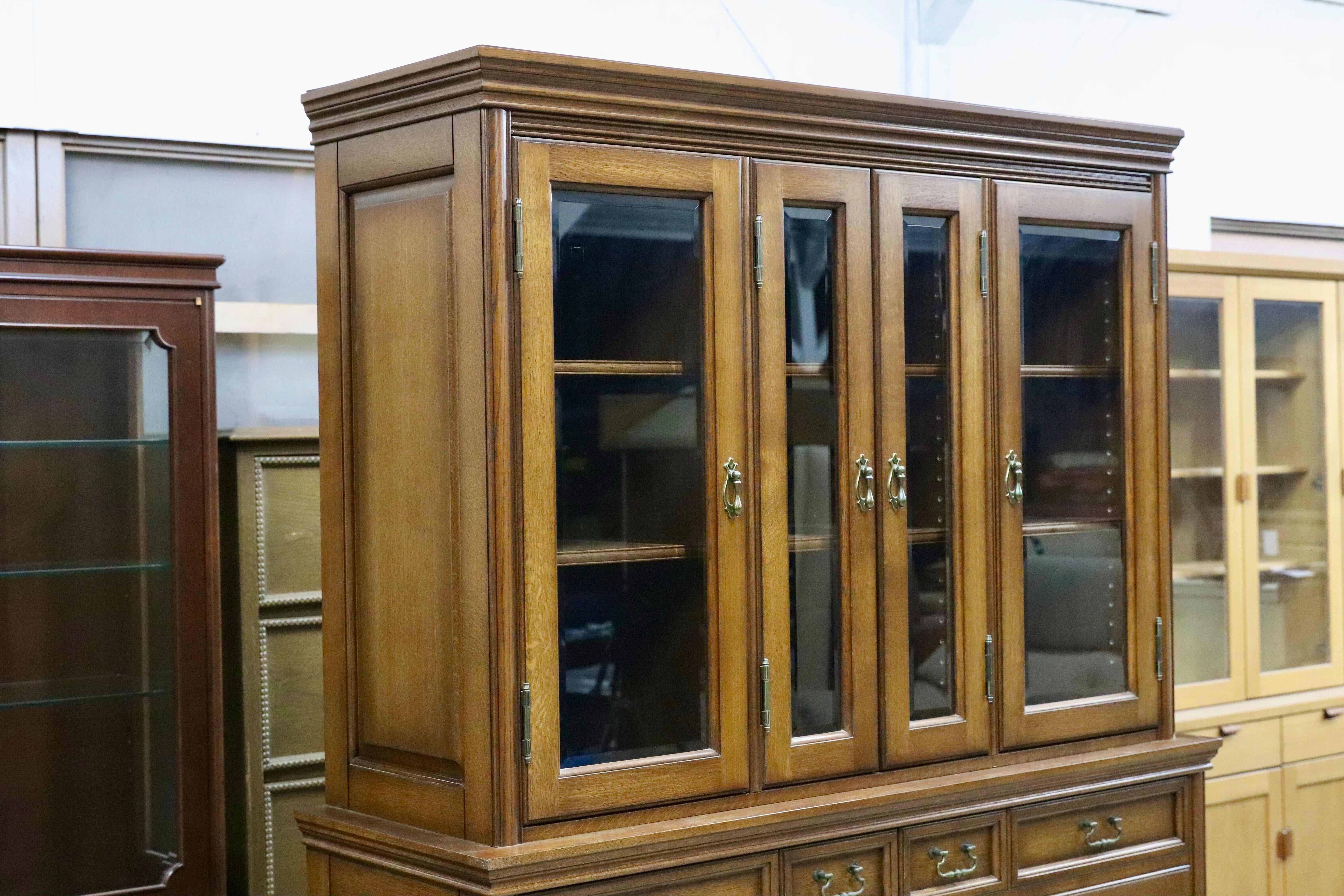 GMIH351○クラシック アンティーク キャビネット 飾り棚 書棚 リビングボード カップボード オーク材 検）府中 東海 ロイヤル カリモク