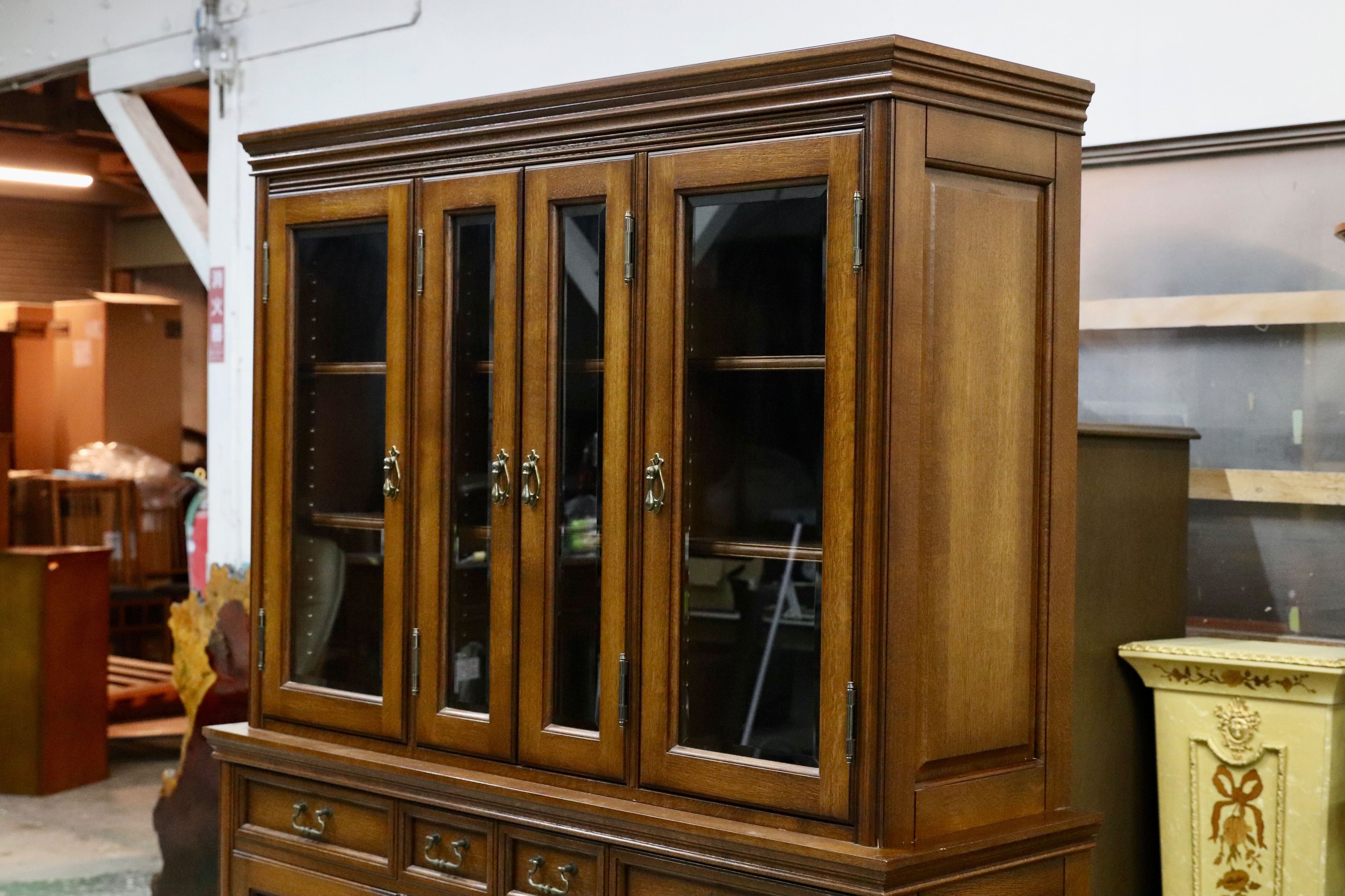 GMIH351○クラシック アンティーク キャビネット 飾り棚 書棚 リビングボード カップボード オーク材 検）府中 東海 ロイヤル カリモク