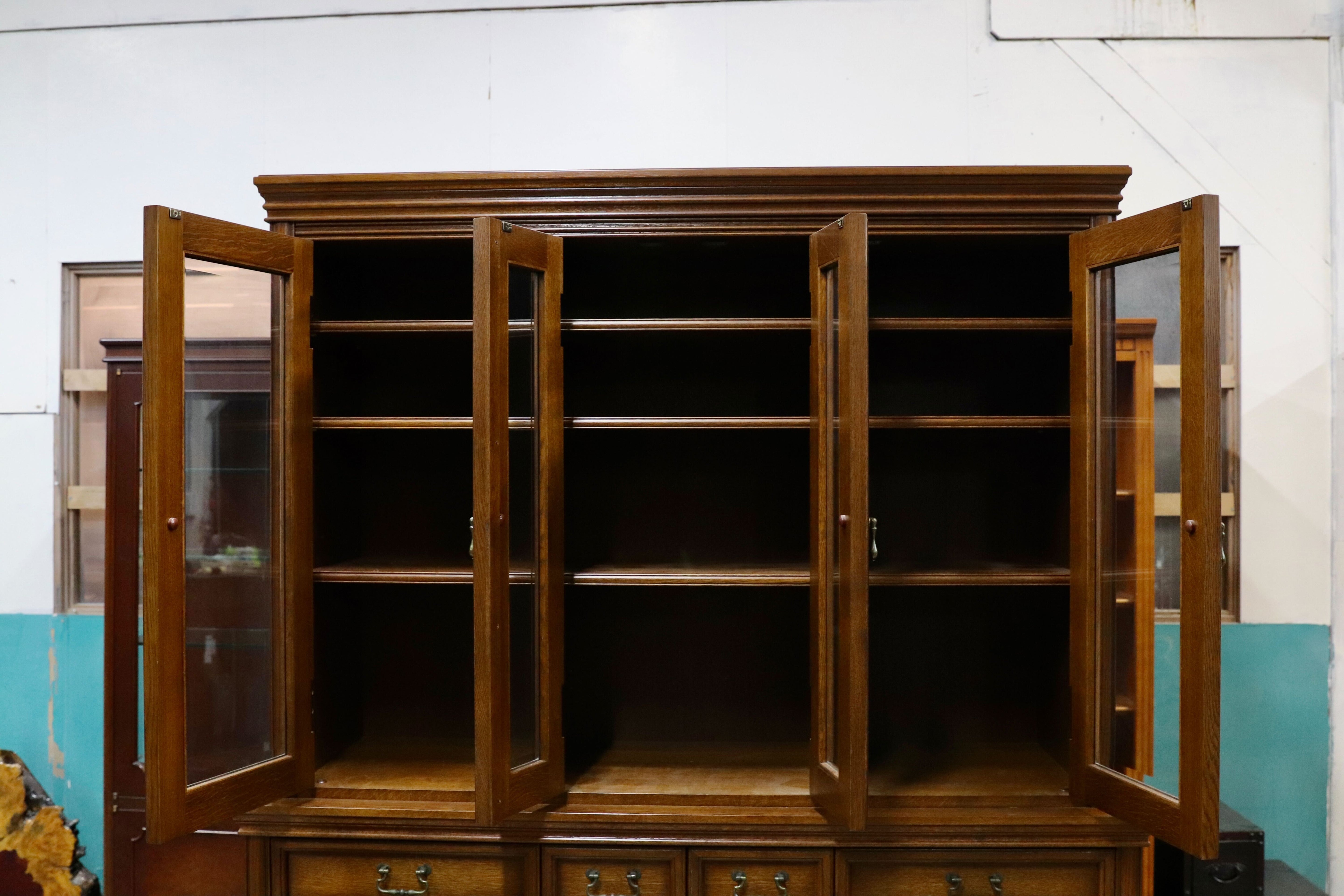 GMIH351○クラシック アンティーク キャビネット 飾り棚 書棚 リビングボード カップボード オーク材 検）府中 東海 ロイヤル カリモク