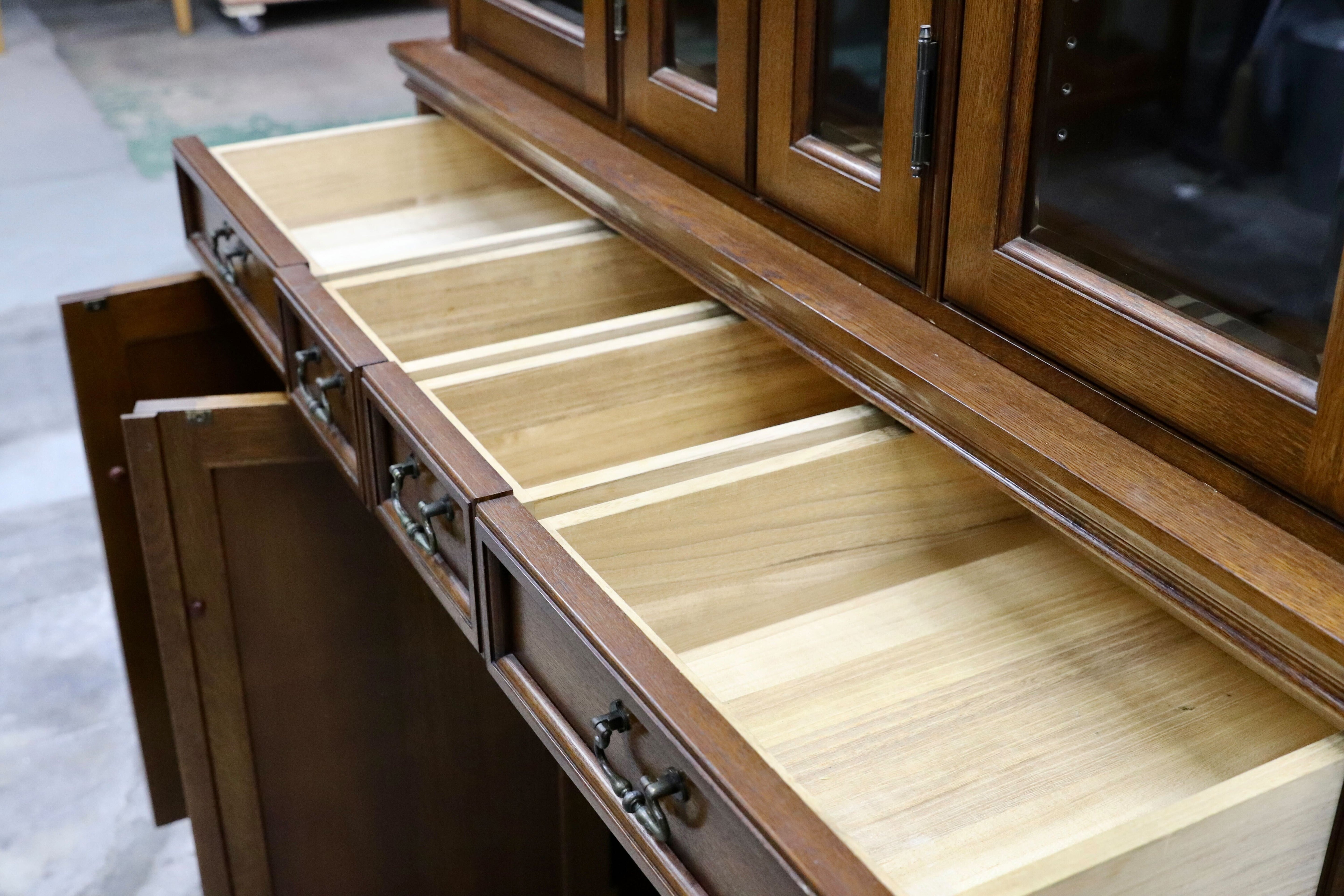 GMIH351○クラシック アンティーク キャビネット 飾り棚 書棚 リビングボード カップボード オーク材 検）府中 東海 ロイヤル カリモク