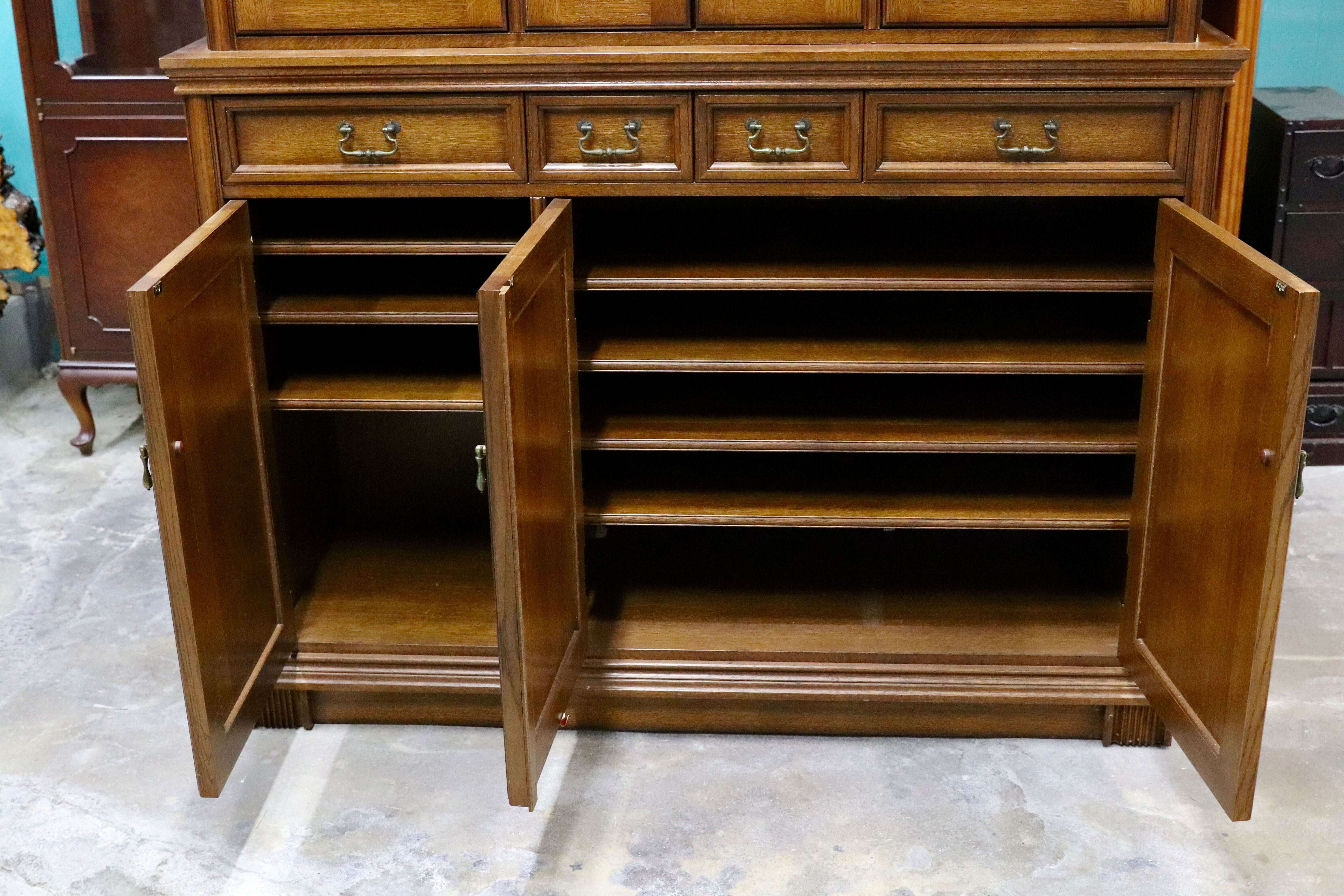 GMIH351○クラシック アンティーク キャビネット 飾り棚 書棚 リビングボード カップボード オーク材 検）府中 東海 ロイヤル カリモク