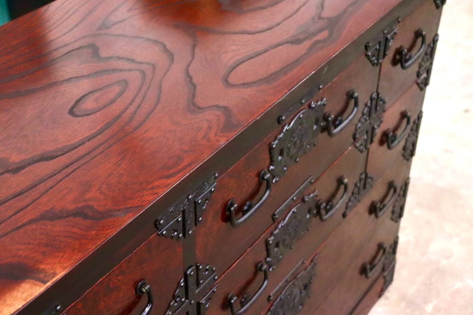 GMIK665○岩谷堂箪笥 整理箪笥 チェスト 欅材 最高級 民芸家具 収納家具 和家具 和モダン 古民家 レトロ 伝統工芸 和室 タンス