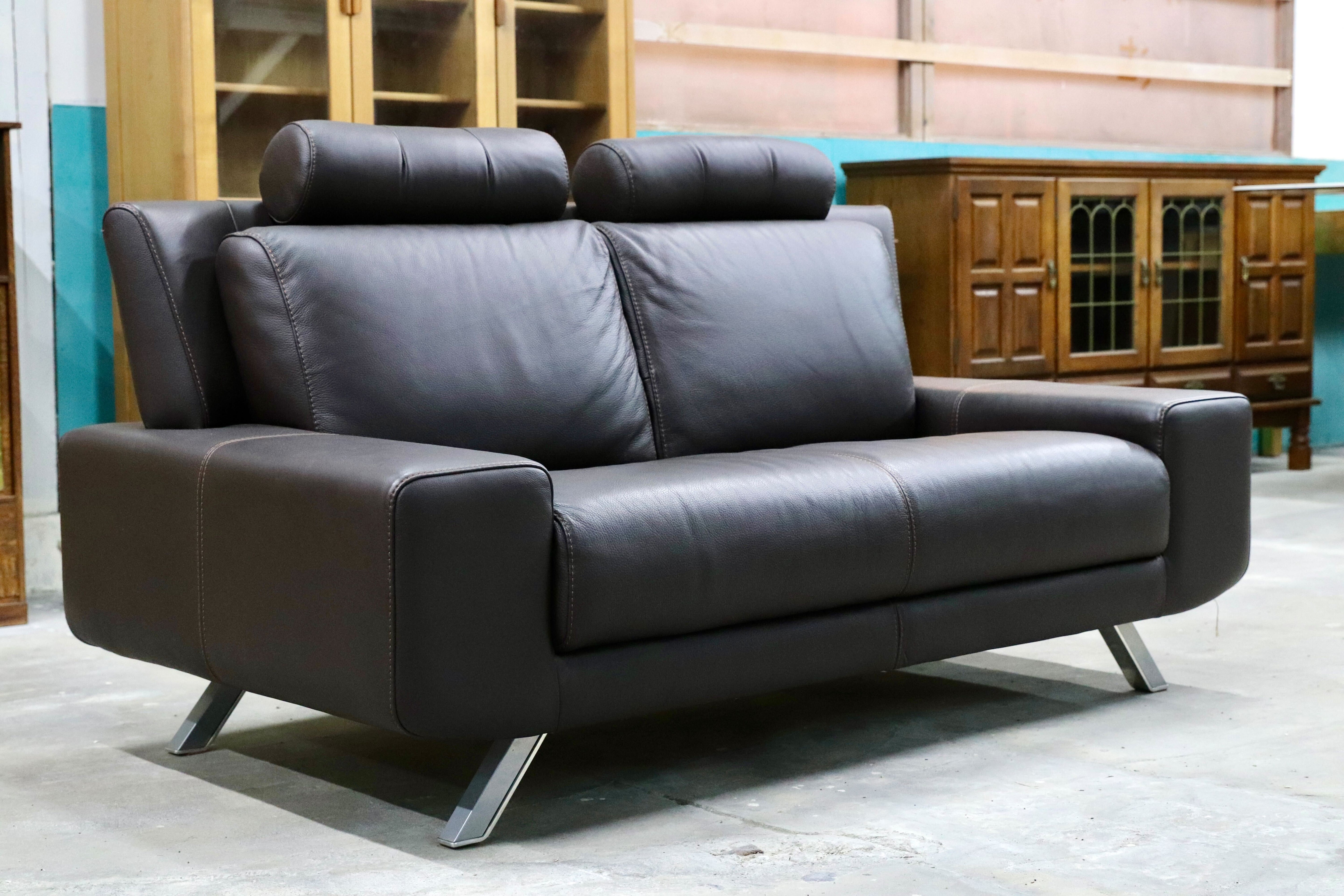 GMIS135B○NICOLETTI / ニコレッティ 2人掛けソファ ラブソファ 本革 レザー イタリアモダン ダークブラウン 長椅子