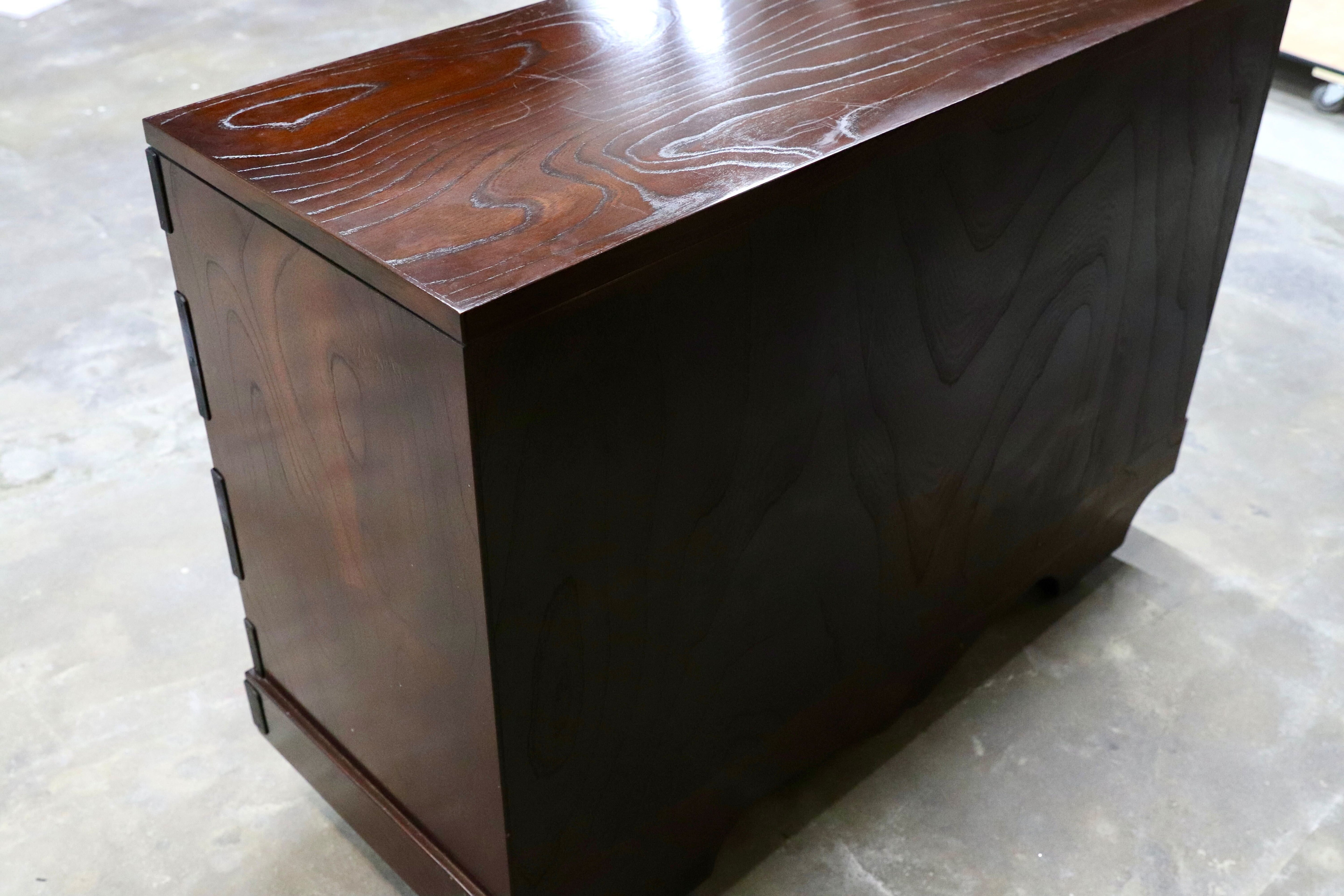 GMIS389○南部鉄器 最高級 車箪笥 整理箪笥 チェスト サイドボード タンス リビングボード 和家具 欅材 和モダン レトロ 検）岩谷堂箪笥