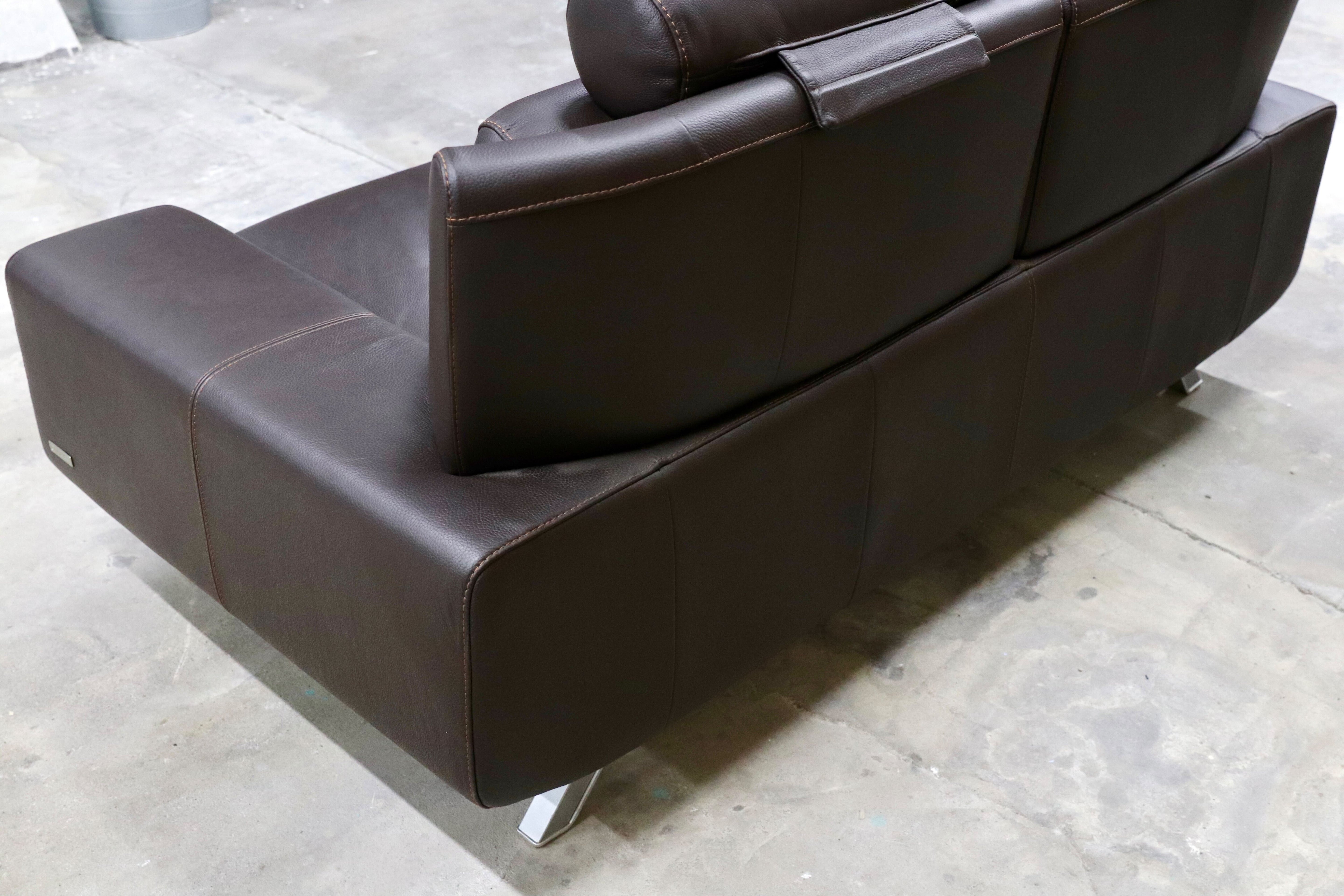 GMIS135B○NICOLETTI / ニコレッティ 2人掛けソファ ラブソファ 本革 レザー イタリアモダン ダークブラウン 長椅子