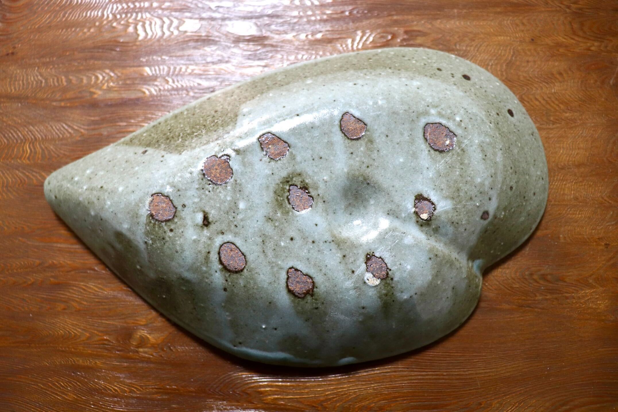 GMIO495B◯丹山窯 丹波焼 葉形皿 陶器 丹波篠山 伝統工芸 未使用
