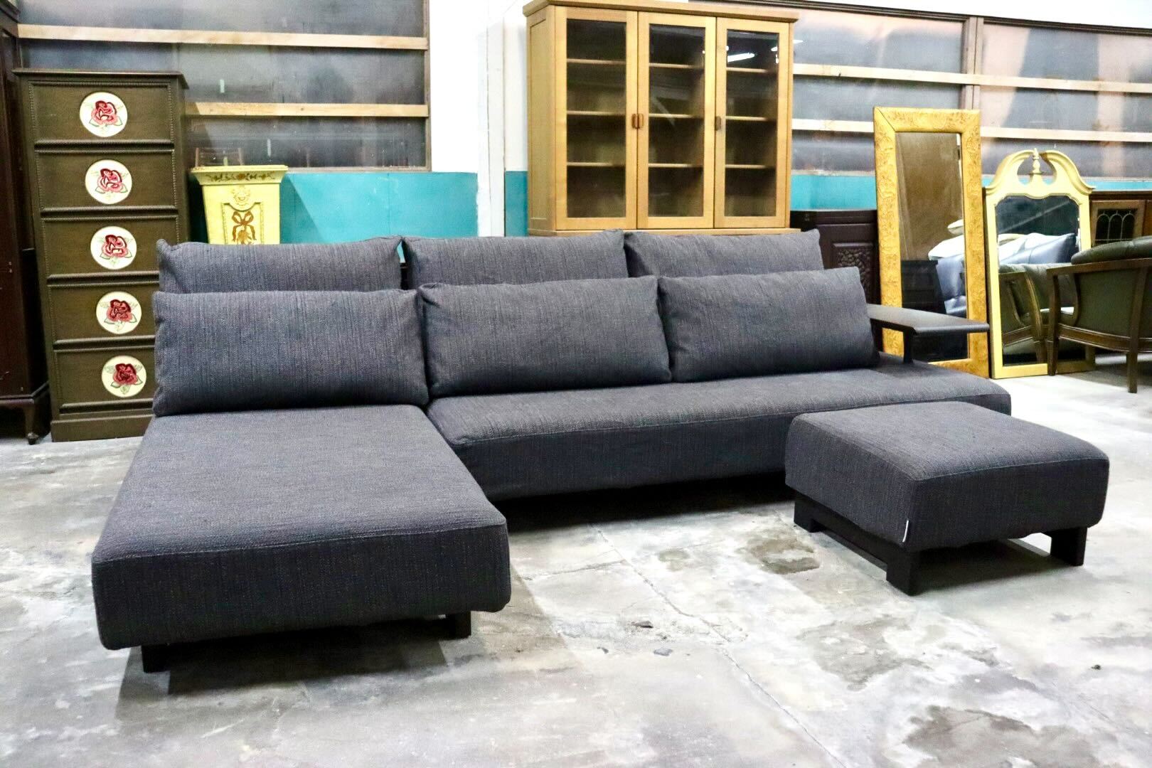 GMIK737○TAKUMI SOFA / 匠ソファ 利庵 LDカウチソファ コーナーソファ オットマン カバーリング アームテーブル シラカワ 定価約122万