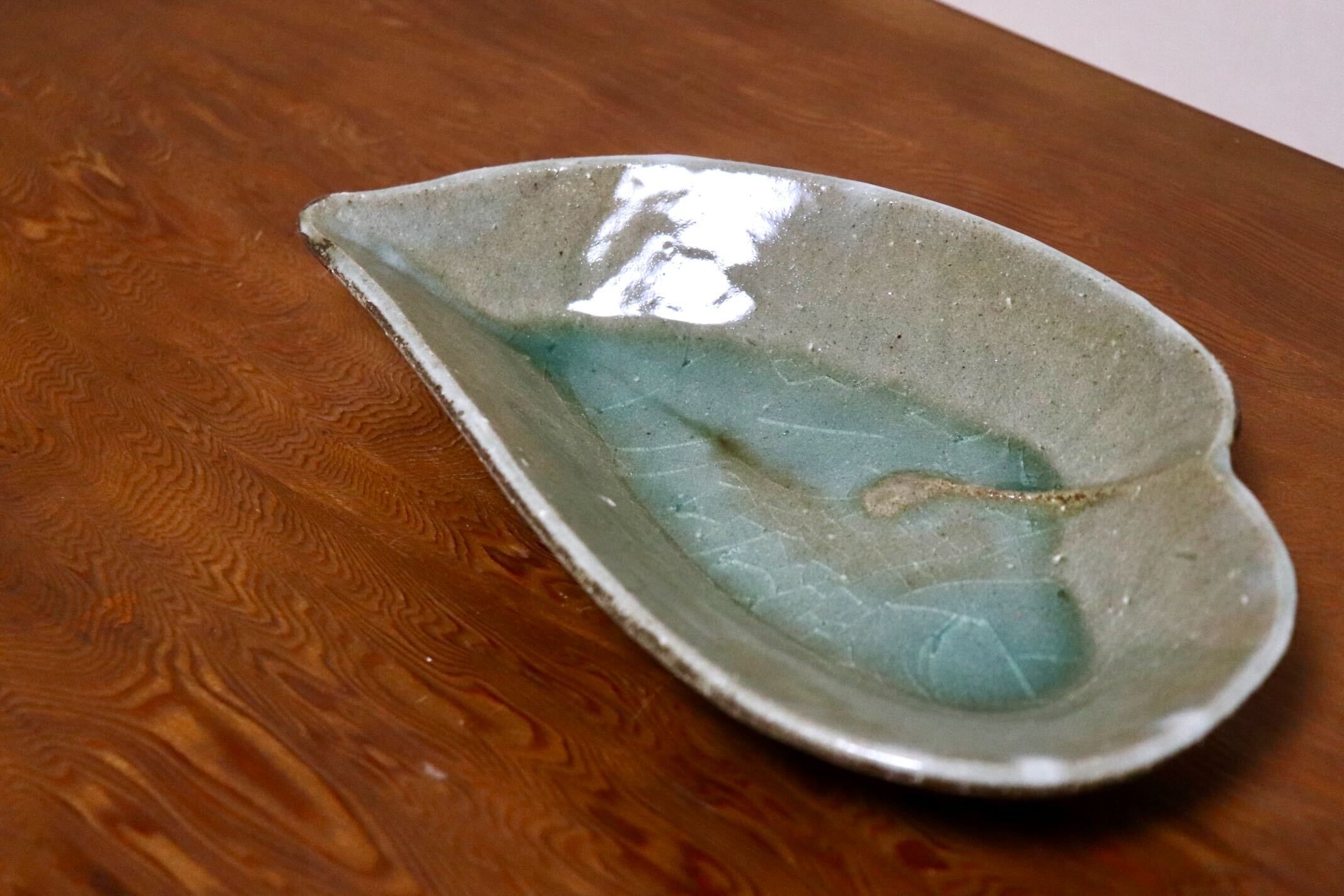 GMIO495M◯丹山窯 丹波焼 葉形皿 陶器 丹波篠山 伝統工芸 未使用