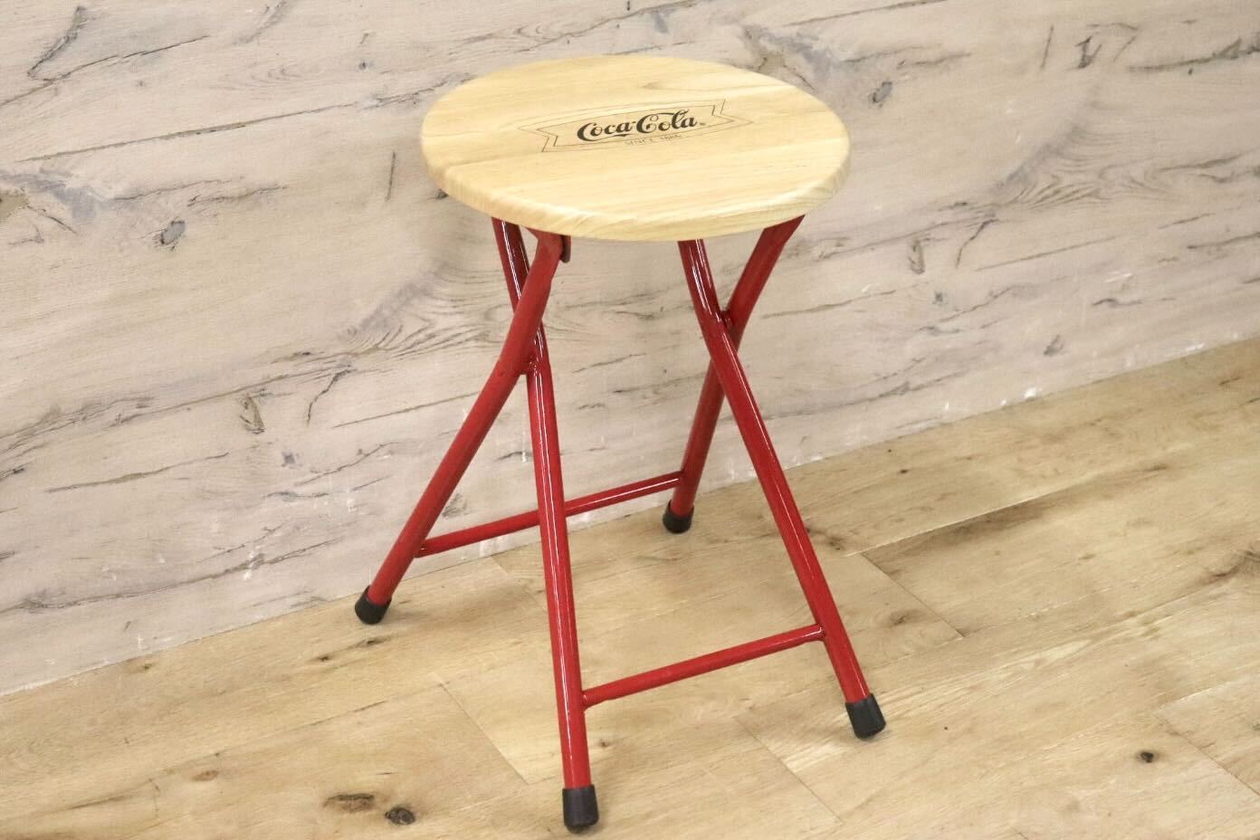 GMIS441◯コカコーラ スツール 昭和レトロ ビンテージ 座面木製 チェア インテリア ディスプレイ 稀少