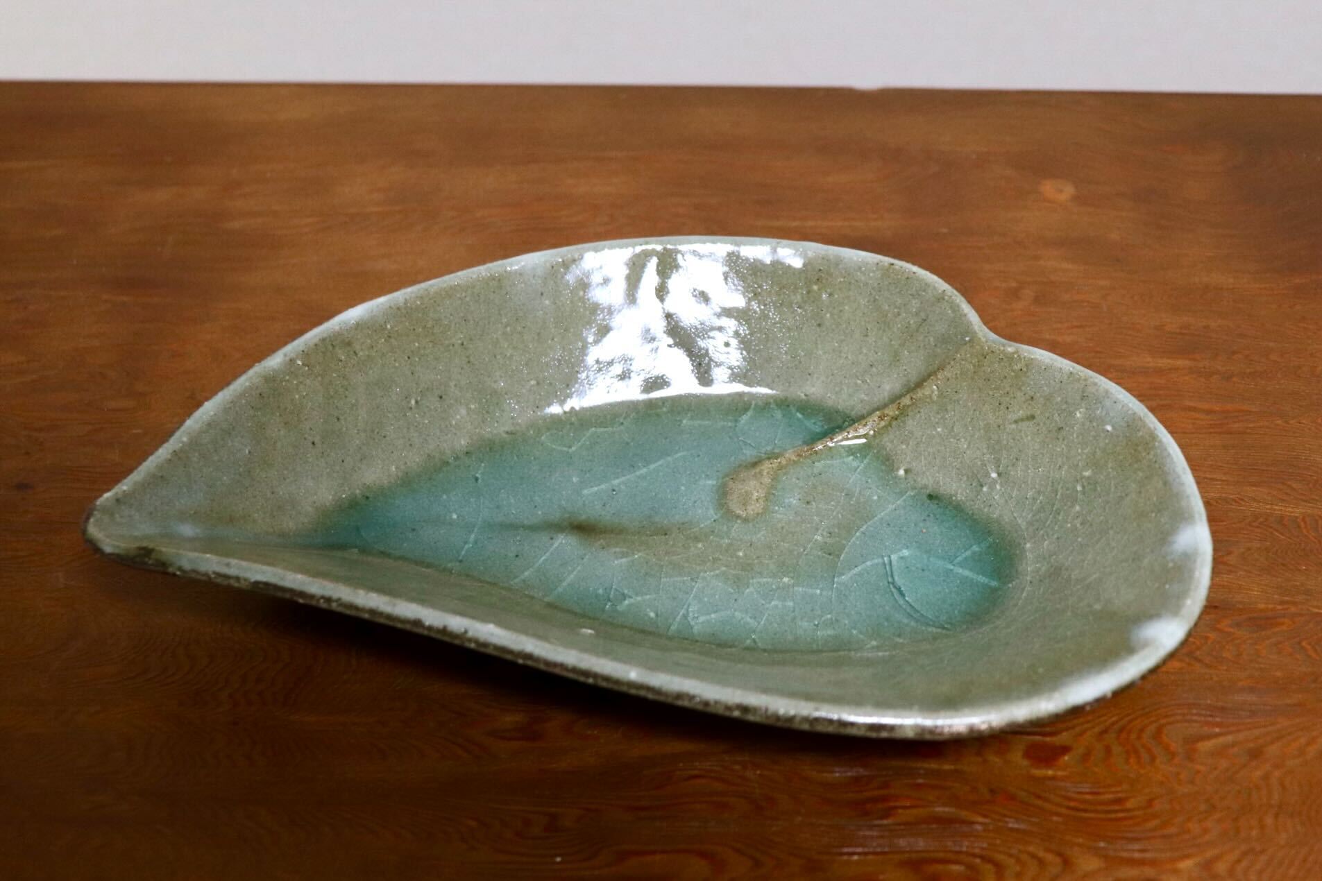 GMIO495M◯丹山窯 丹波焼 葉形皿 陶器 丹波篠山 伝統工芸 未使用