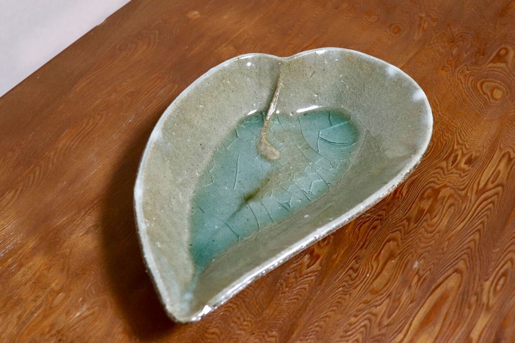 GMIO495M◯丹山窯 丹波焼 葉形皿 陶器 丹波篠山 伝統工芸 未使用