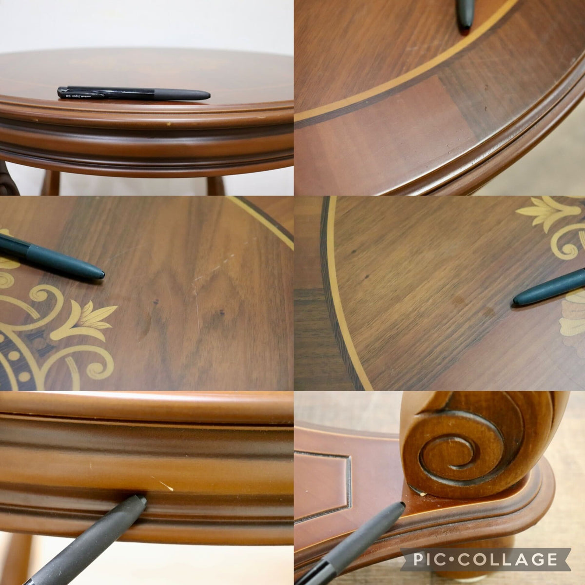 GMIS13○西洋 イタリア アンティーク ラウンドテーブル サイドテーブル コーヒーテーブル カフェテーブル 花台 飾り台 象嵌細工 クラシック