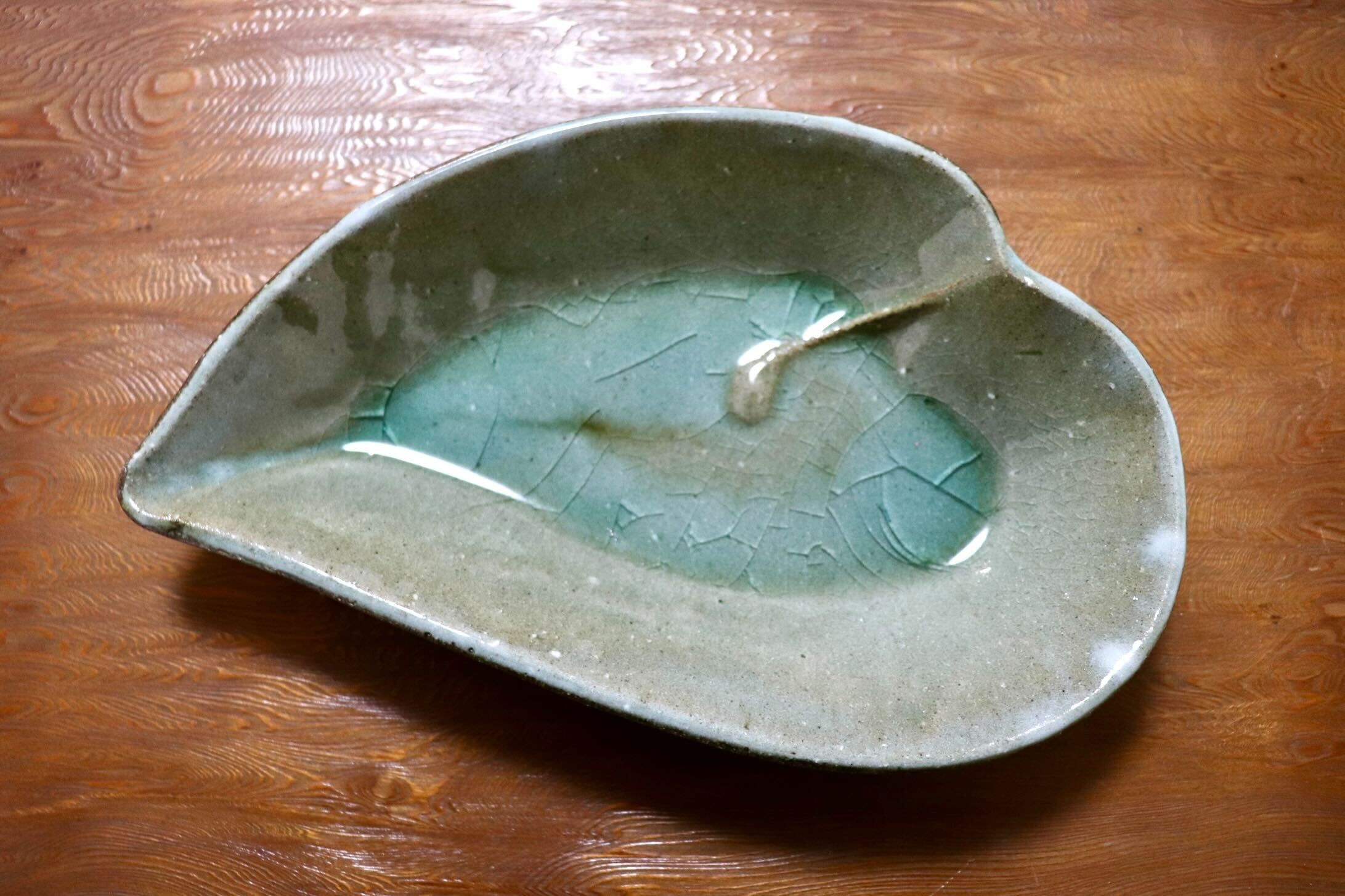 GMIO495M◯丹山窯 丹波焼 葉形皿 陶器 丹波篠山 伝統工芸 未使用