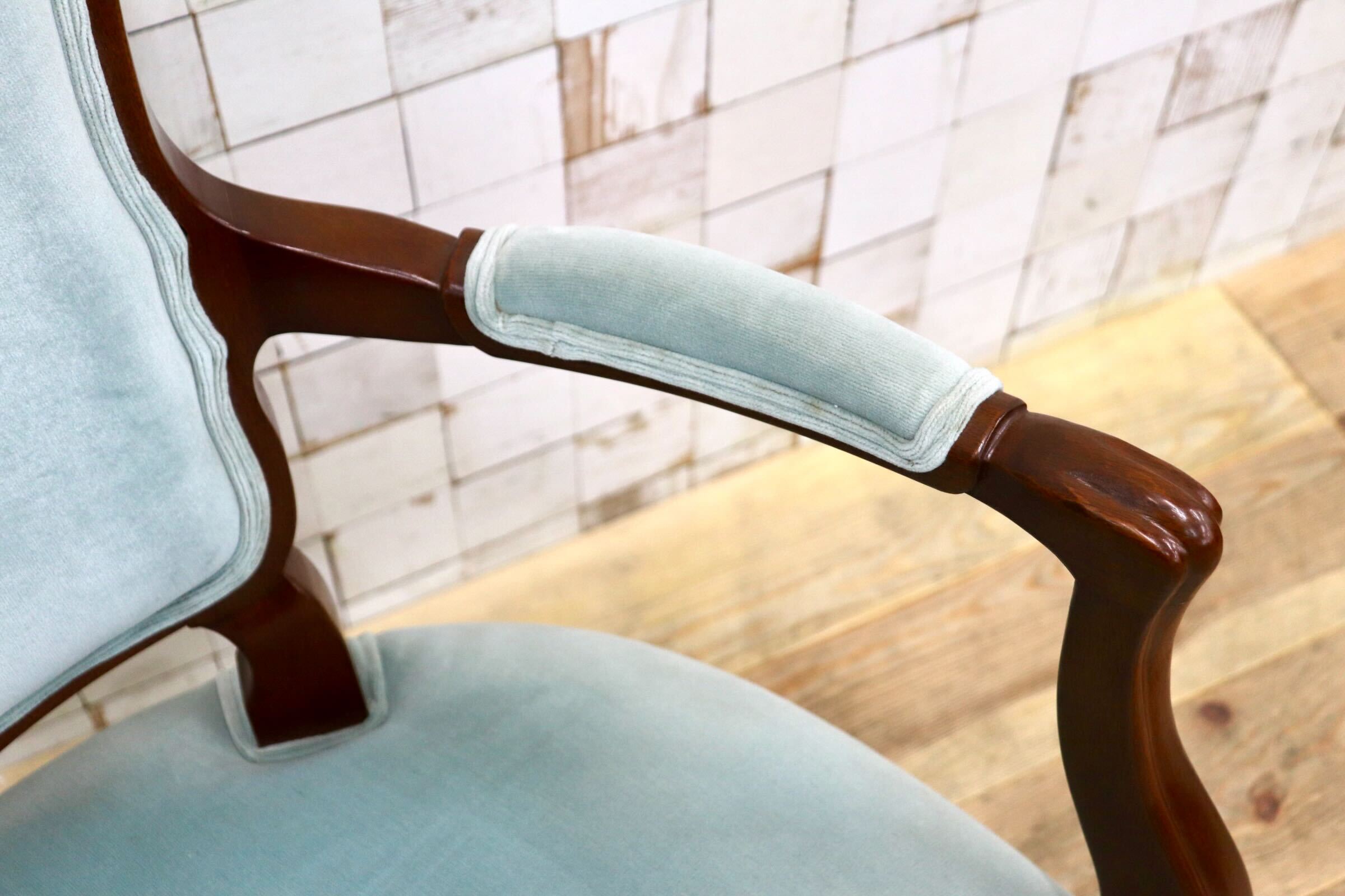 GMJH10B〇maruni / マルニ アンティーク 椅子 アームチェア 猫脚 肘掛けチェア サロン クラシック 応接椅子