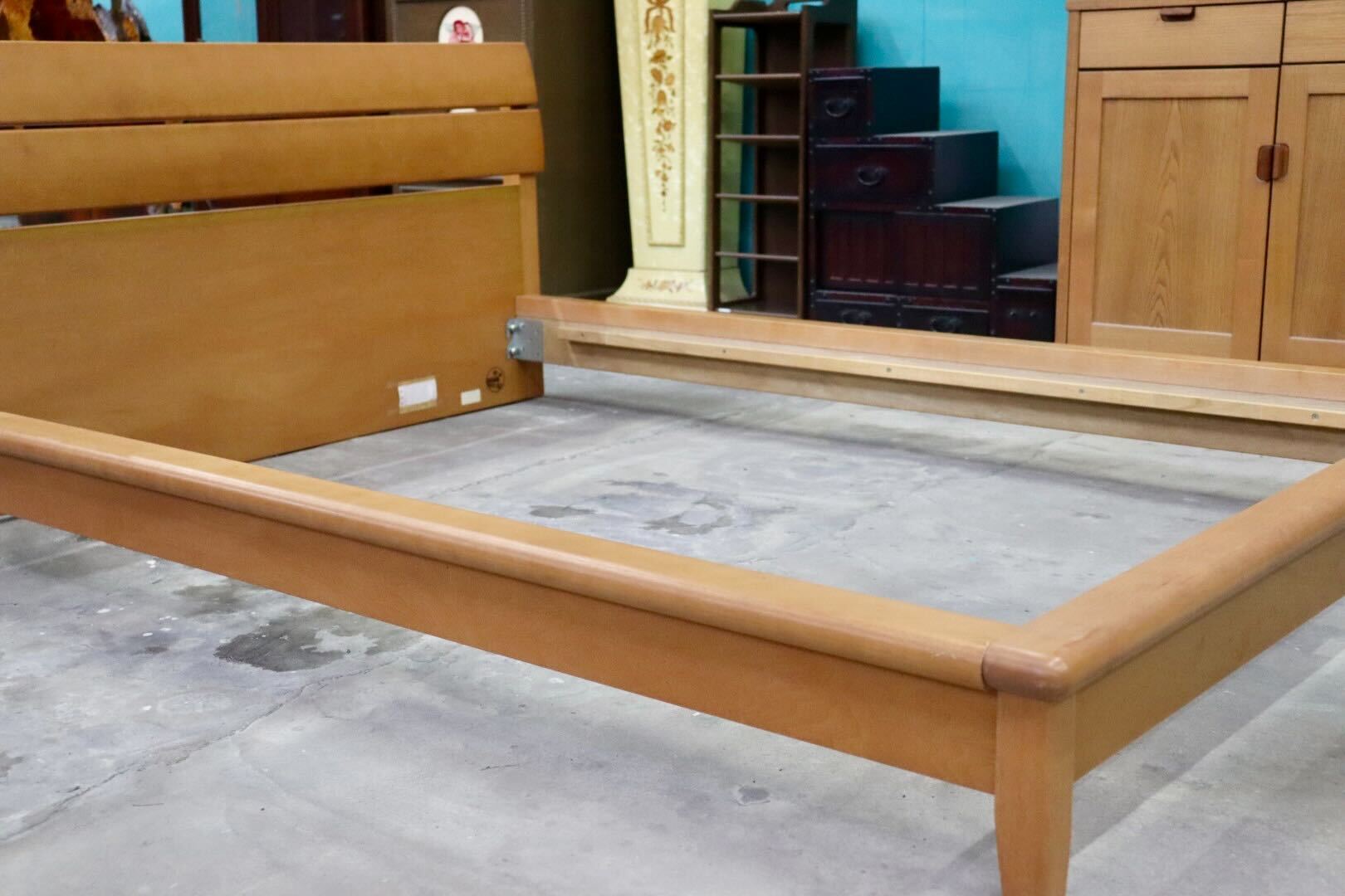 GMIH350○府中家具 SDシリーズ サクラ ダブルベッド ベッドフレーム 無垢材 高級家具 ロータイプ すのこ 国産家具