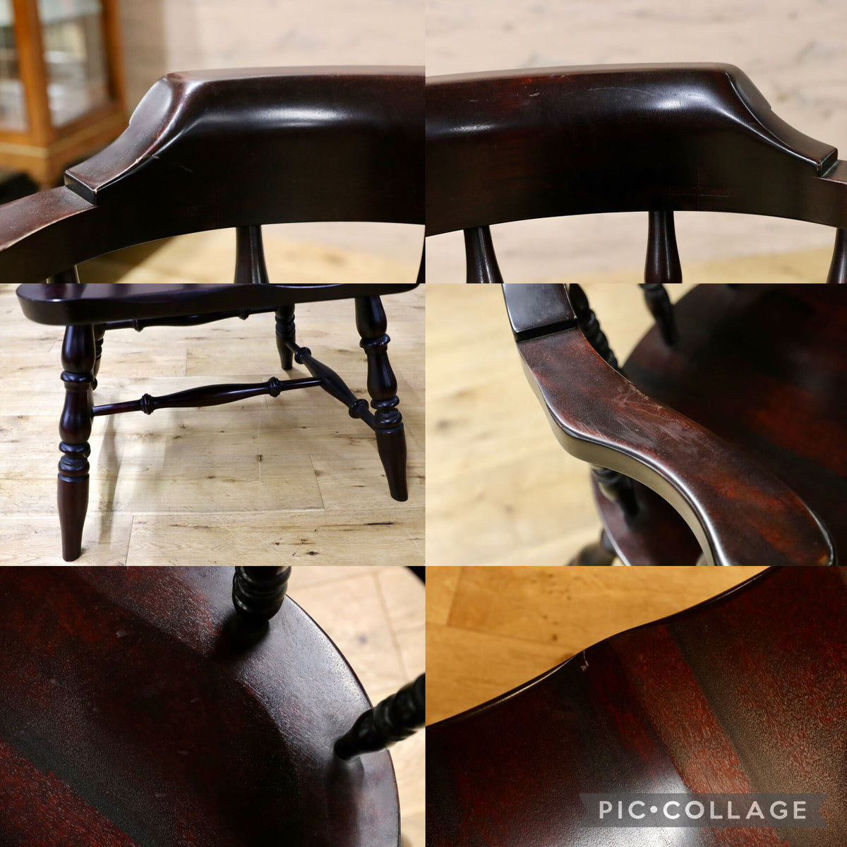 GMJK425C○九州民芸家具 アームチェア ダイニングチェア 椅子 板座 挽物 ウィンザーチェア 民芸家具 国産家具 ヴィンテージ ミズメザクラ