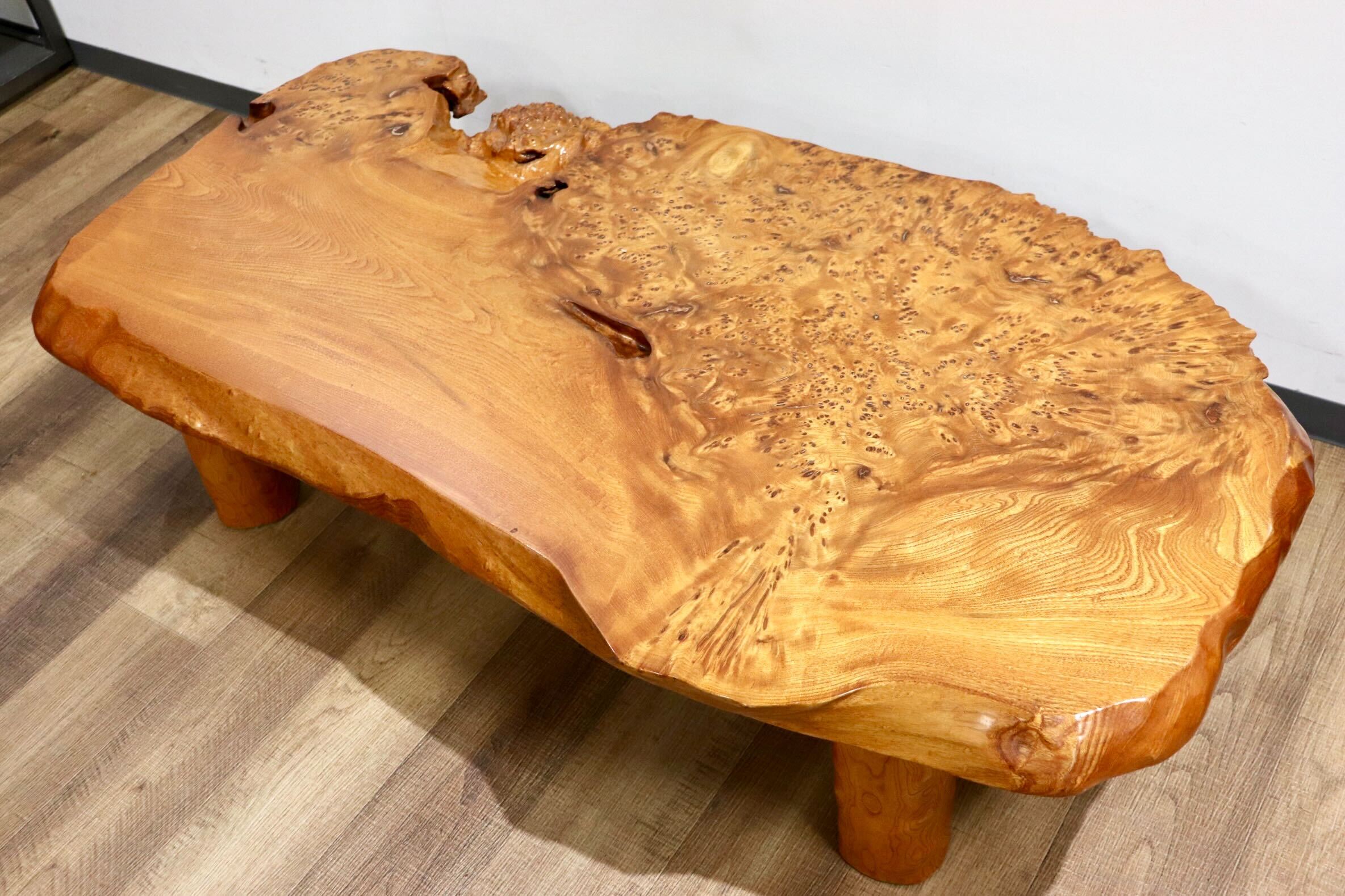 GMHH444○座卓 センターテーブル ローテーブル リビングテーブル 座敷机 和家具 玉杢 座敷 和室 伝統工芸 和モダン 稀少