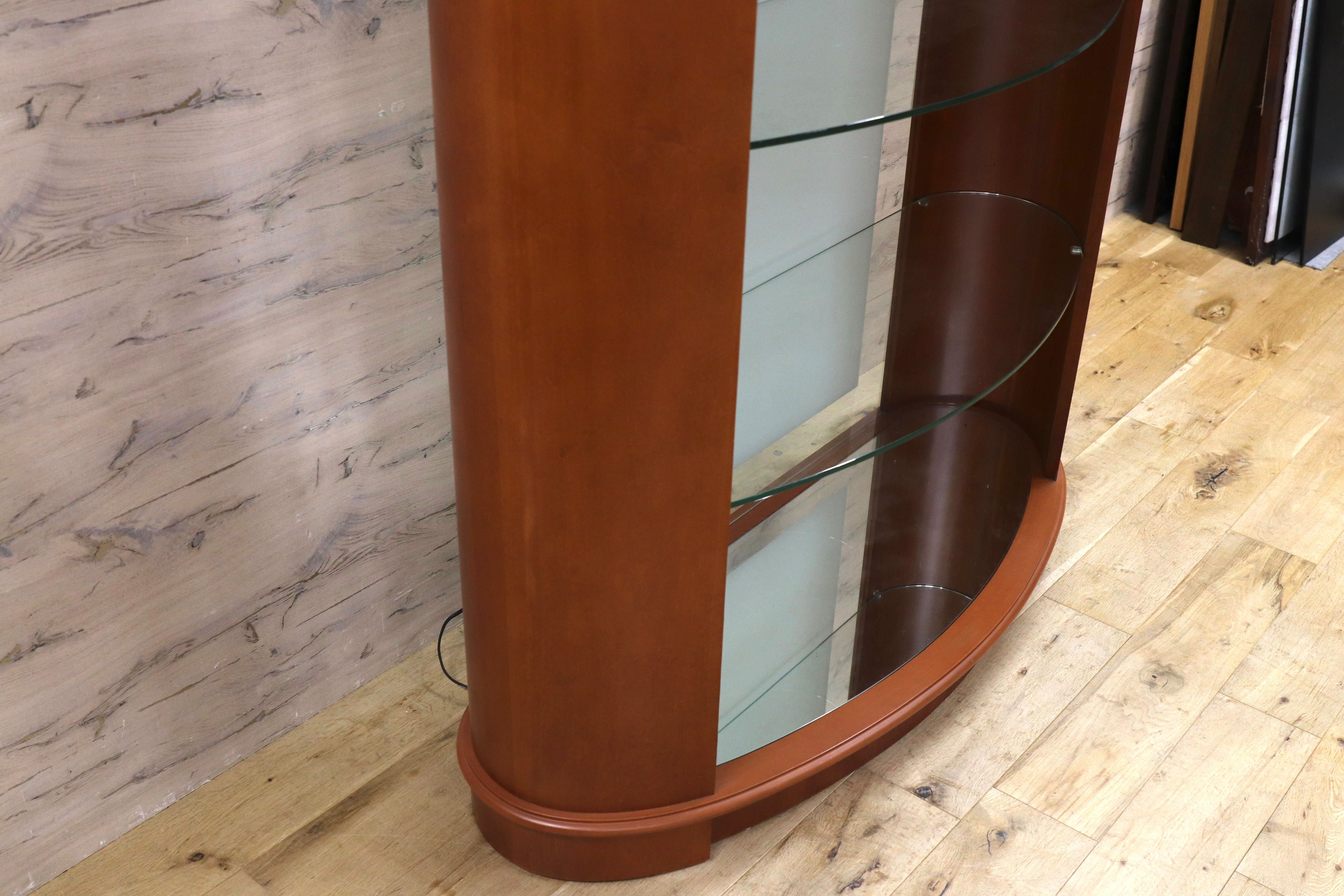 GMIK724○イタリア製 キュリオケース ショーケース ガラス キャビネット 飾り棚 チェリー材 クラシック 店舗什器 検）カリガリス ポラダ