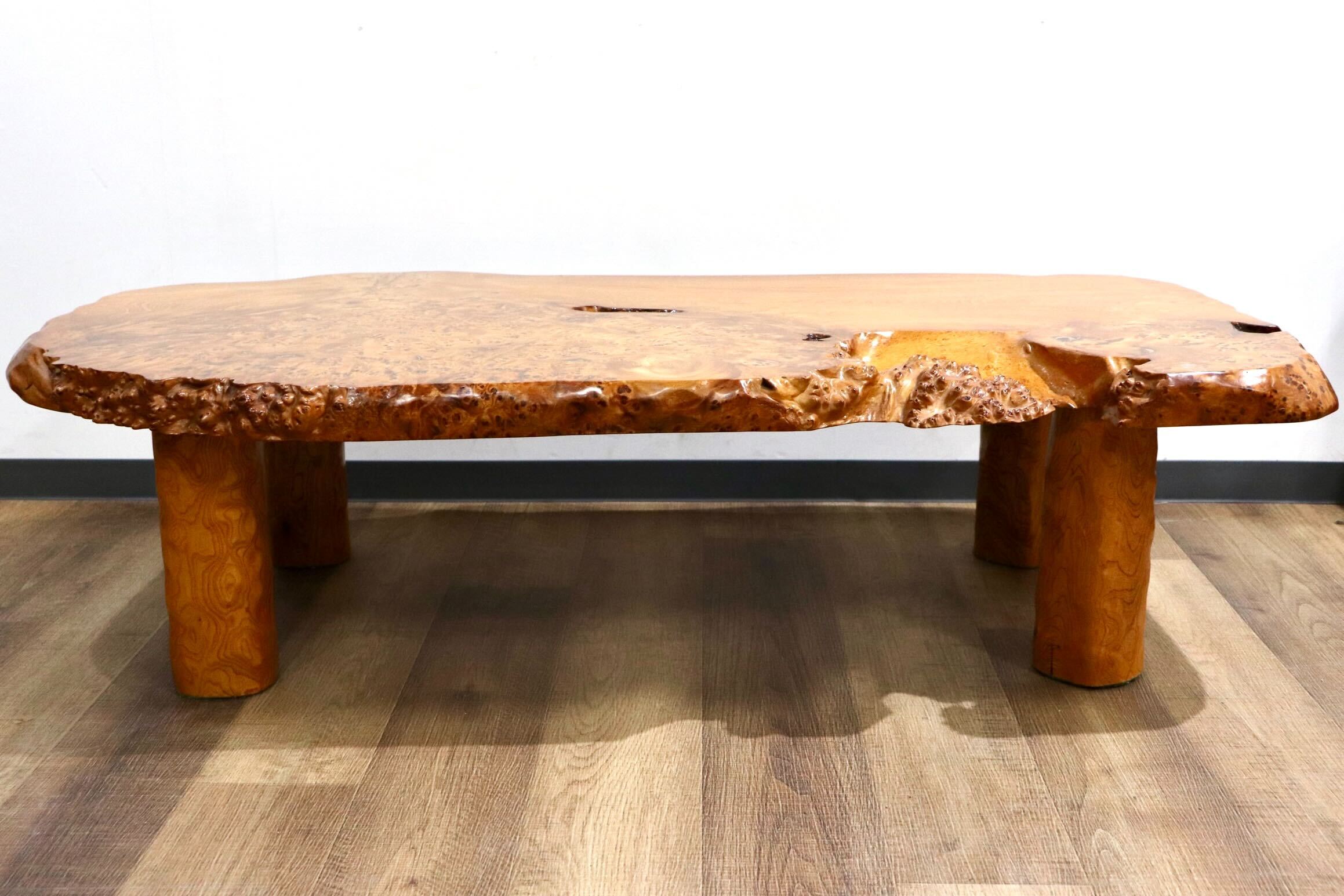 GMHH444○座卓 センターテーブル ローテーブル リビングテーブル 座敷机 和家具 玉杢 座敷 和室 伝統工芸 和モダン 稀少