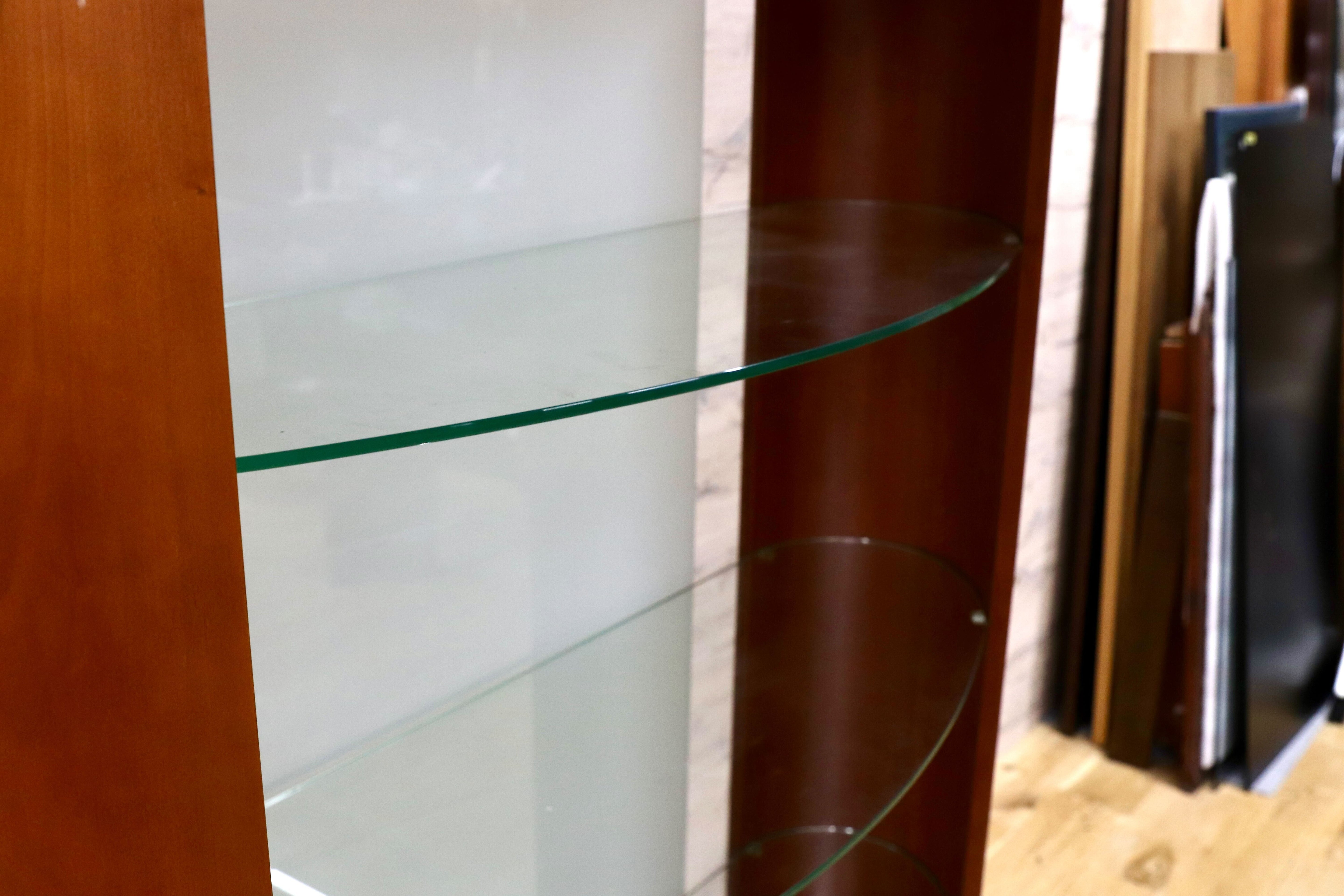 GMIK724○イタリア製 キュリオケース ショーケース ガラス キャビネット 飾り棚 チェリー材 クラシック 店舗什器 検）カリガリス ポラダ